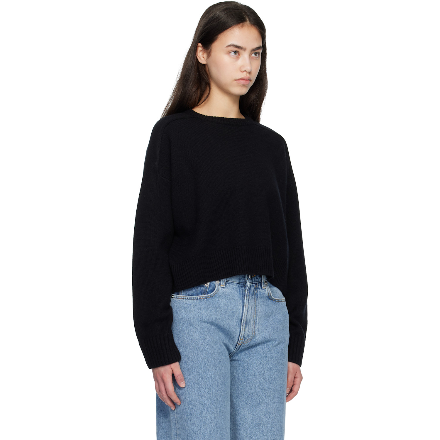  Loulou De Saison Black Bruzzi Lds Cropped Sweater 
