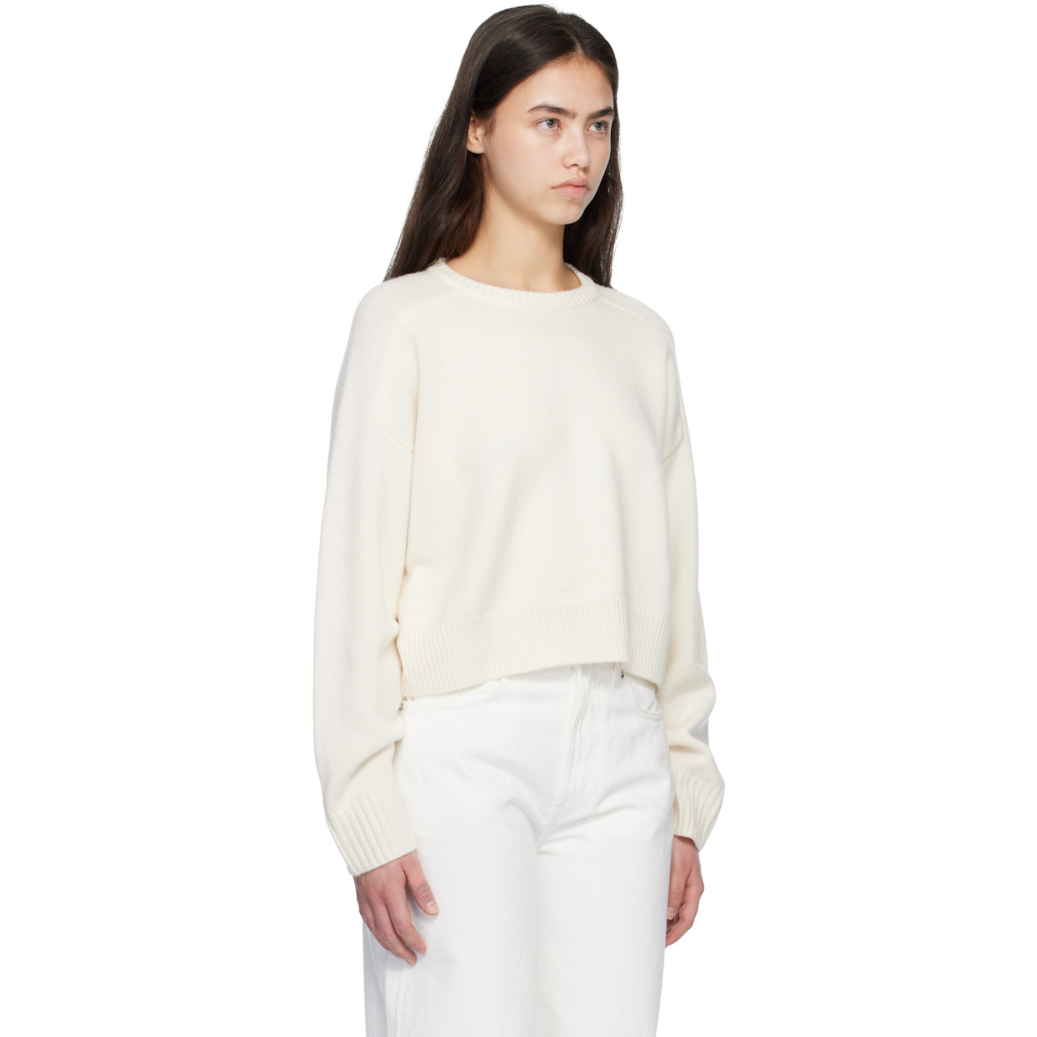  Loulou De Saison Off-white Bruzzi Lds Cropped Sweater 