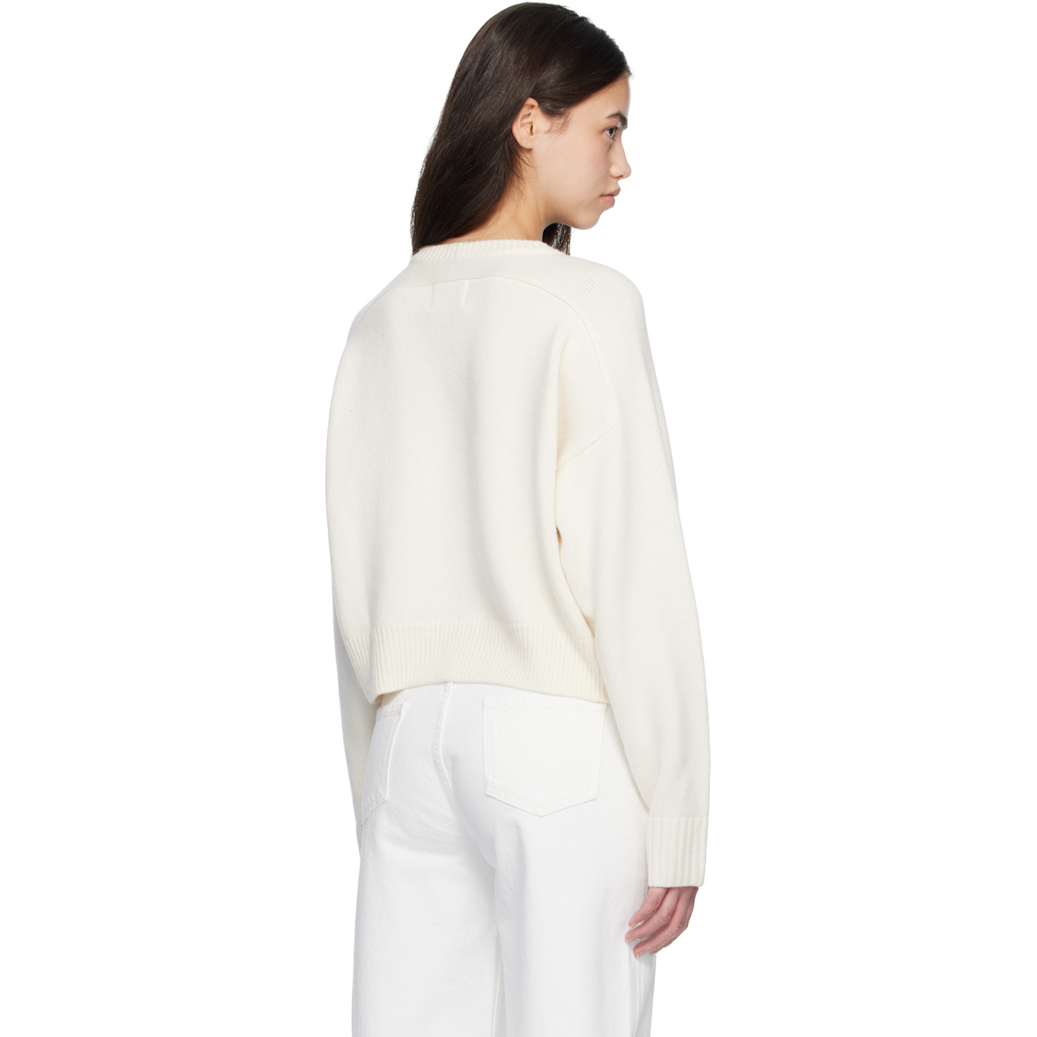  Loulou De Saison Off-white Bruzzi Lds Cropped Sweater 