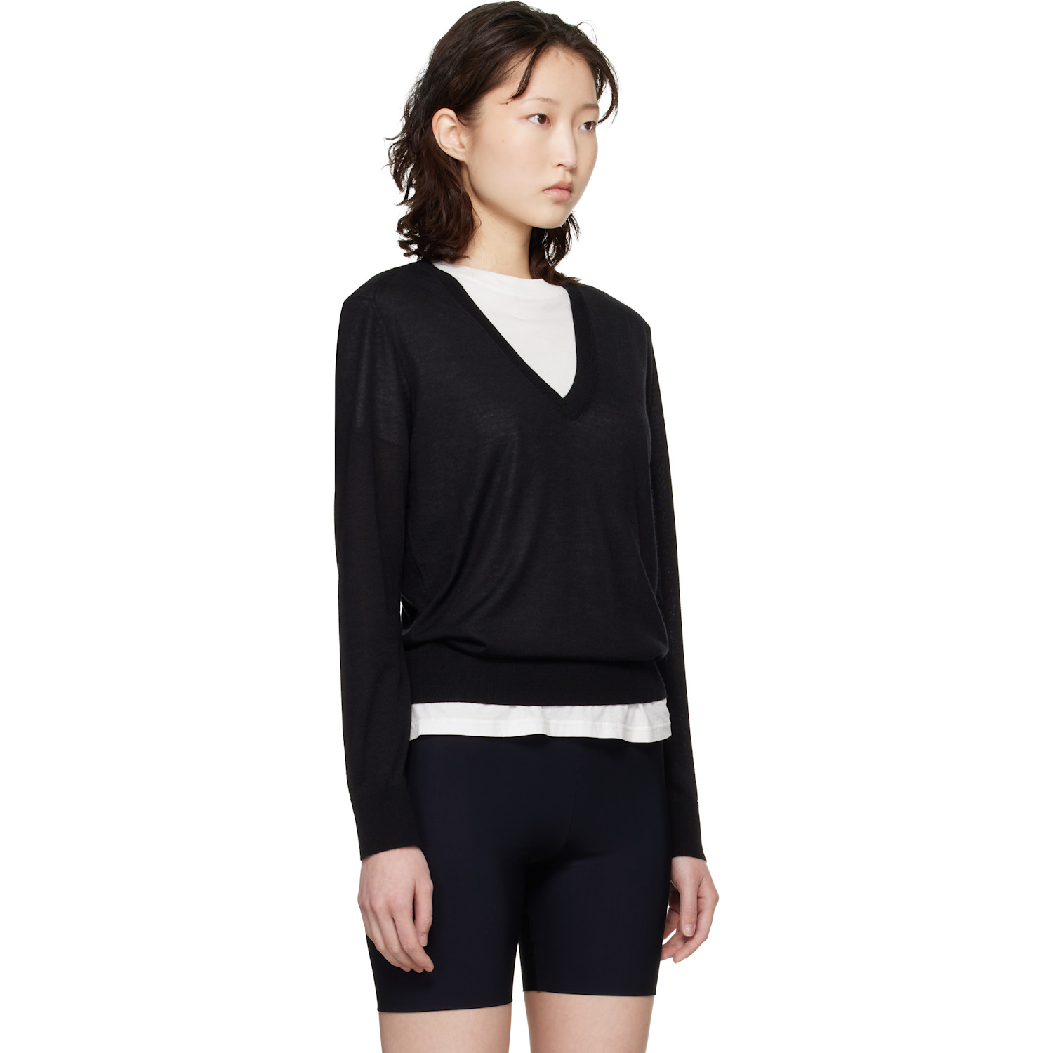  Loulou De Saison Black Julio Lds Fluid Cashmere Sweater 