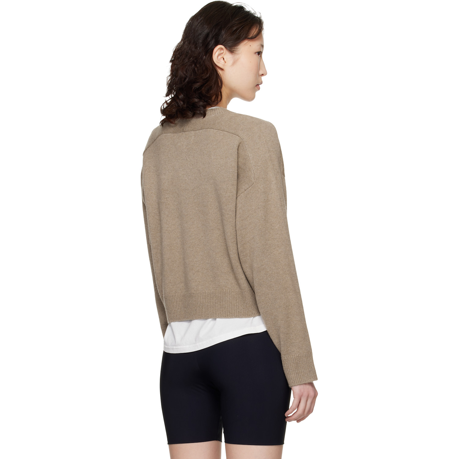  Loulou De Saison Taupe Anzor Lds Cashmere V Neck Sweater 