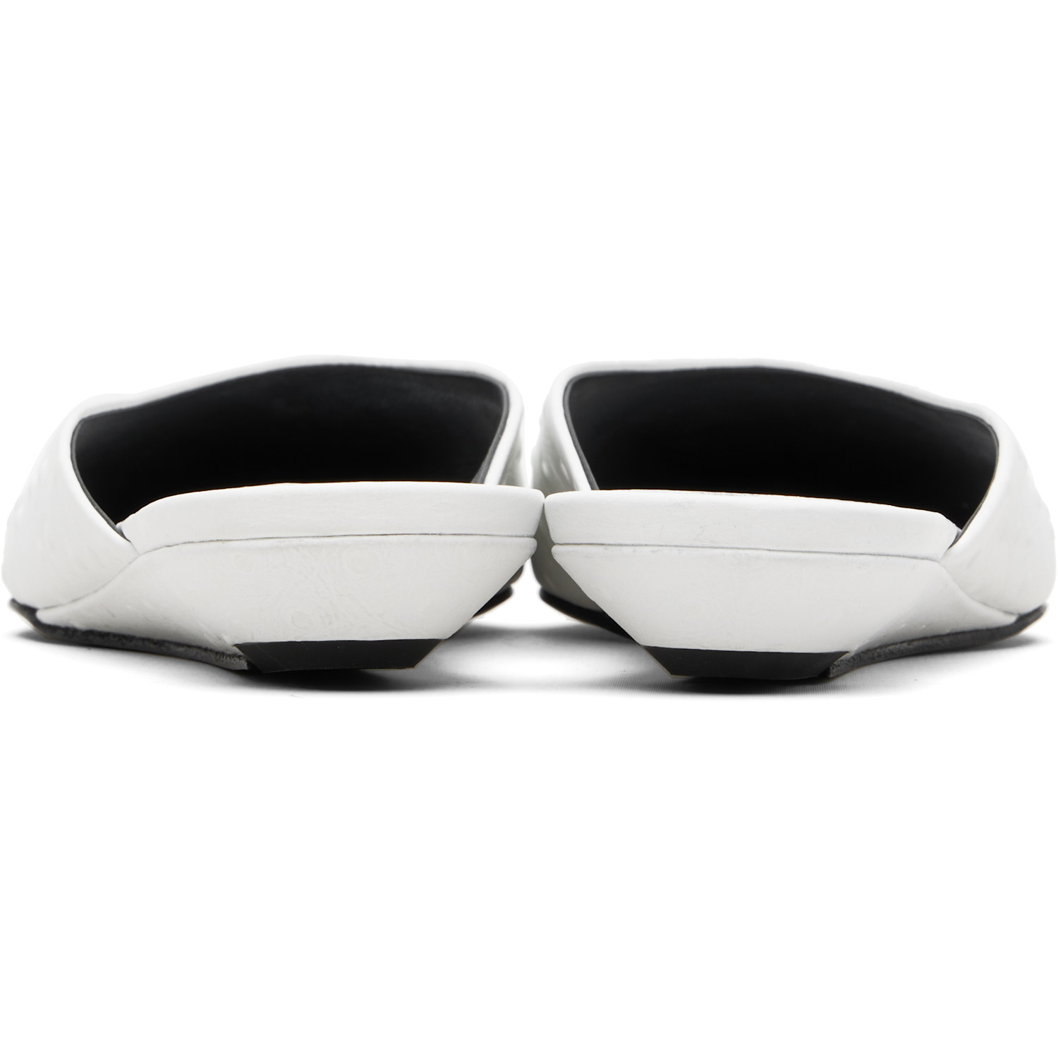  Loulou De Saison White Alix Ostrich-effect Leather Mule Flats 