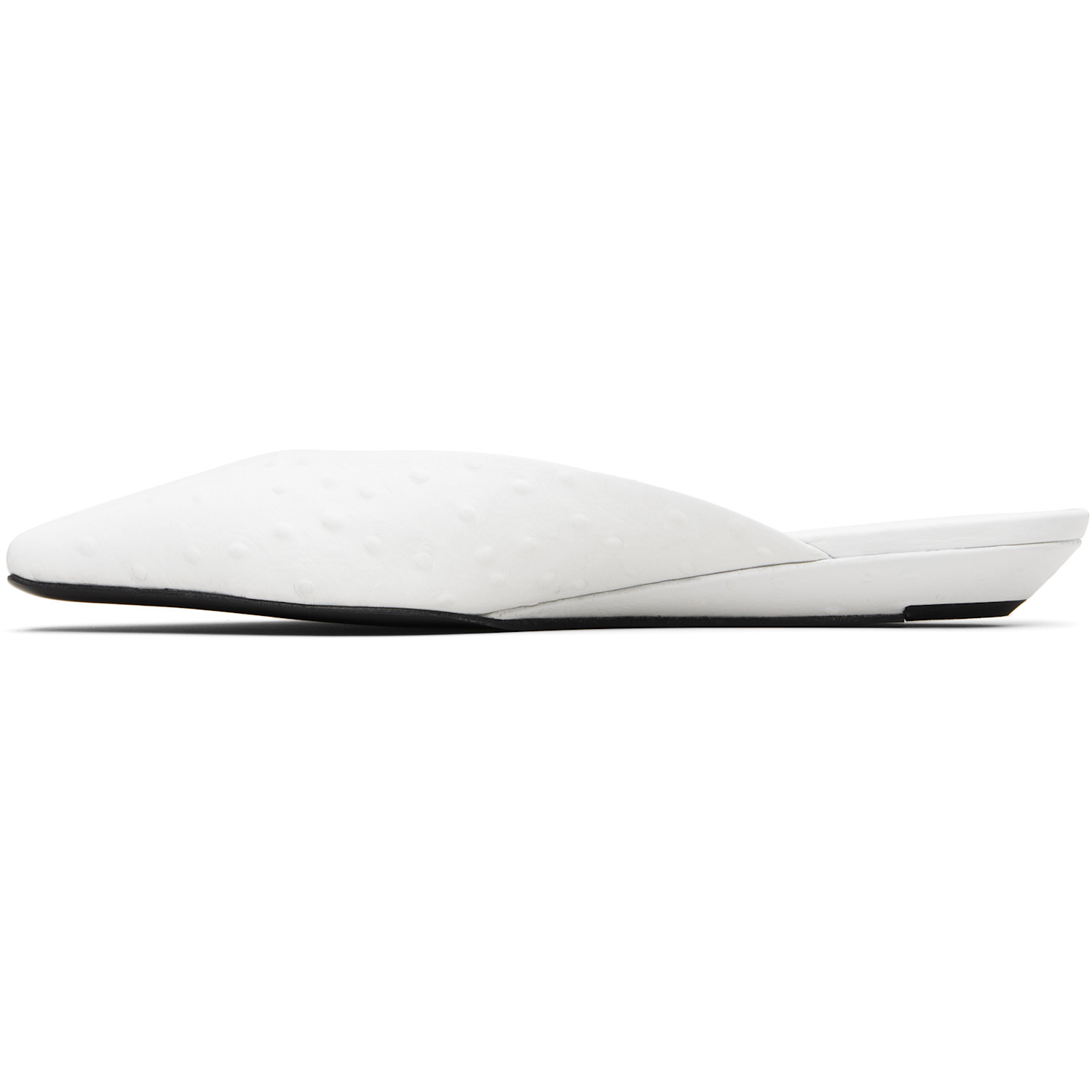  Loulou De Saison White Alix Ostrich-effect Leather Mule Flats 