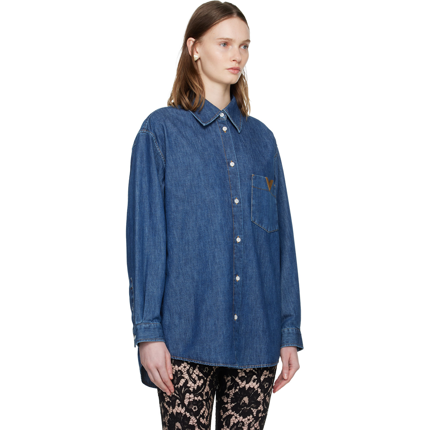  Valentino Navy Chambray Shirt 