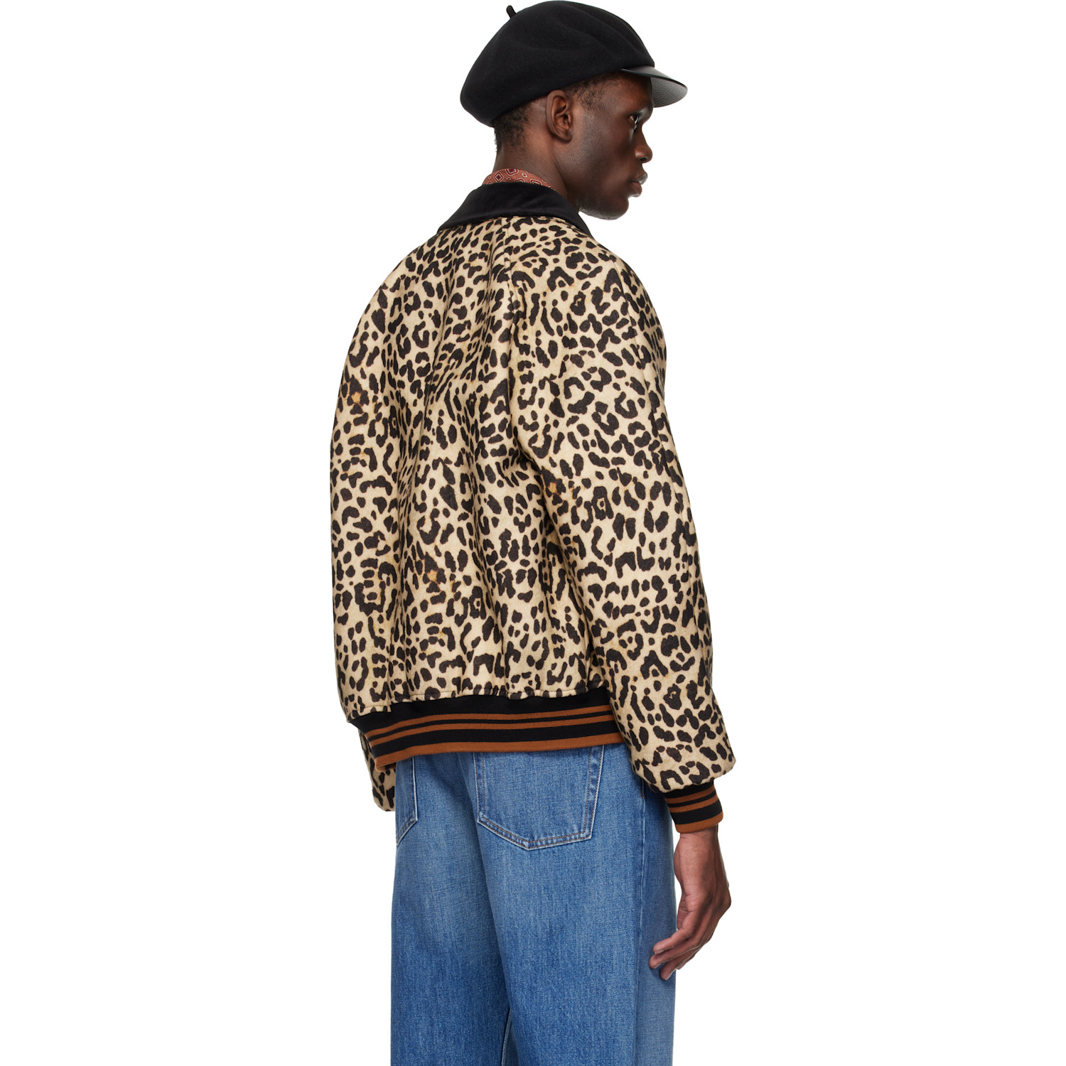  Valentino Beige & Black Wool Drape Vgold Bomber Jacket 