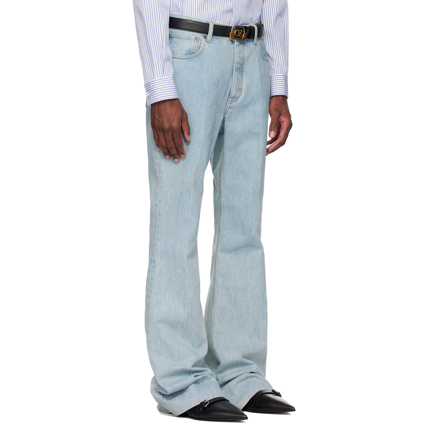  Valentino Blue 5 Pocket Flare Jeans 