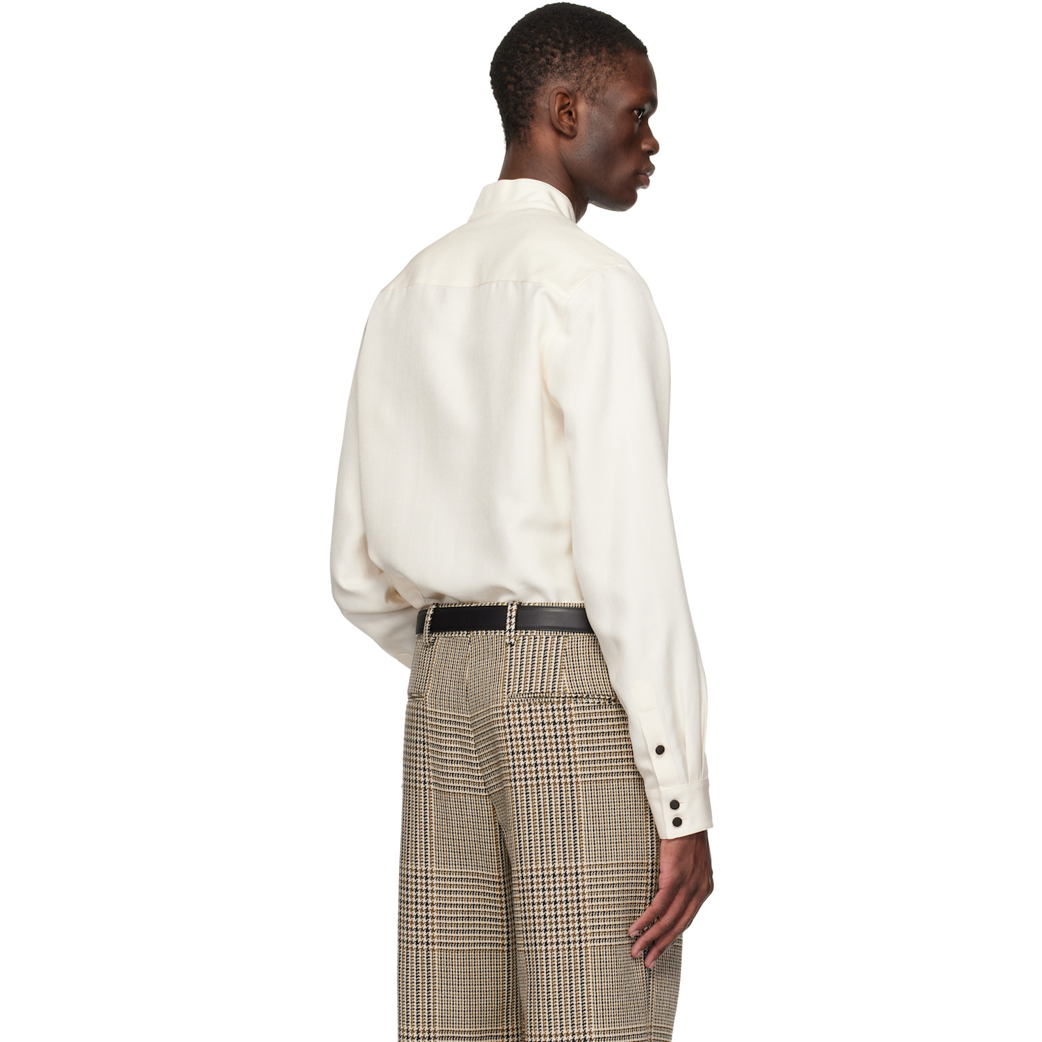  Valentino Off-white Silk Shantung Toggle Shirt 