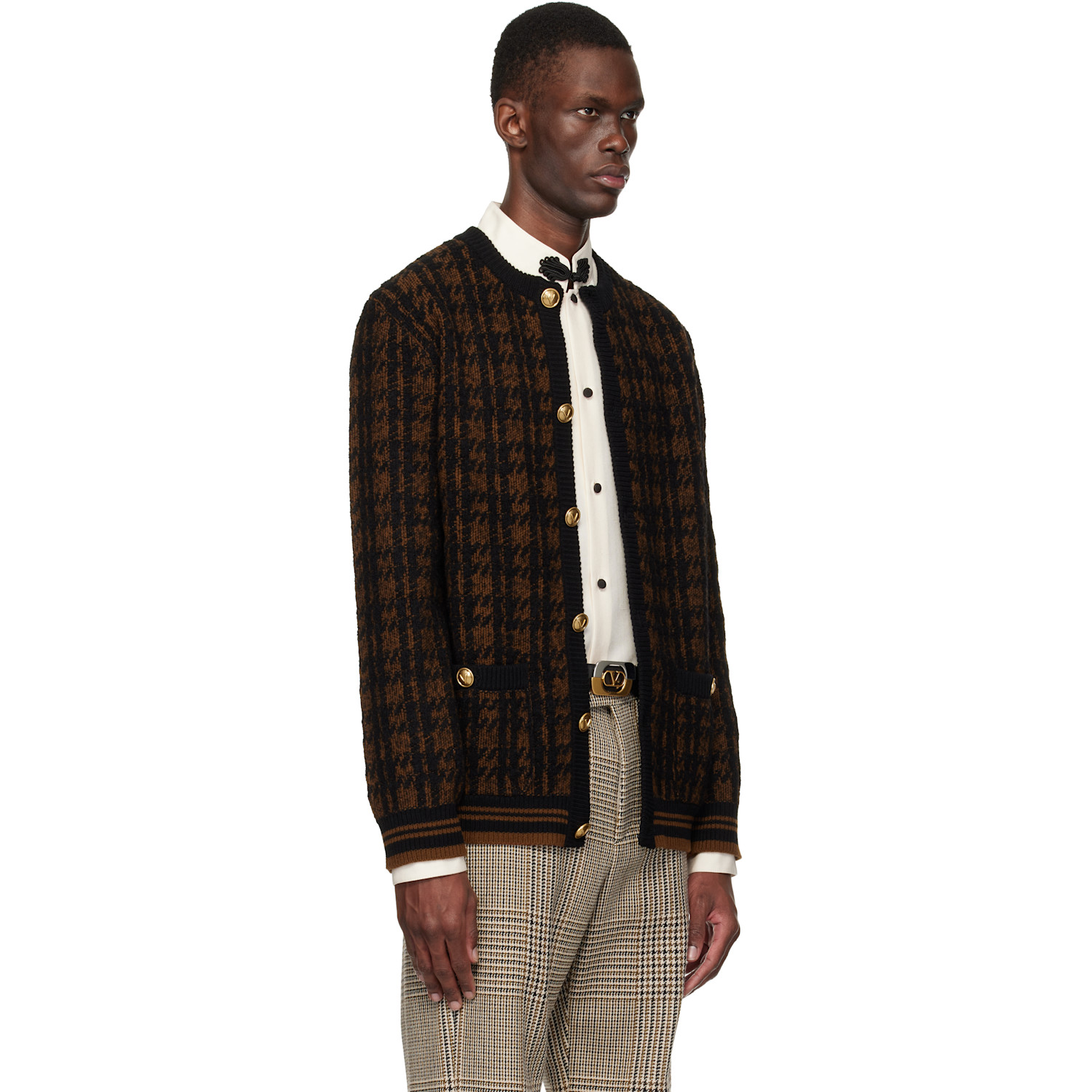  Valentino Brown & Black Wool Cardigan 