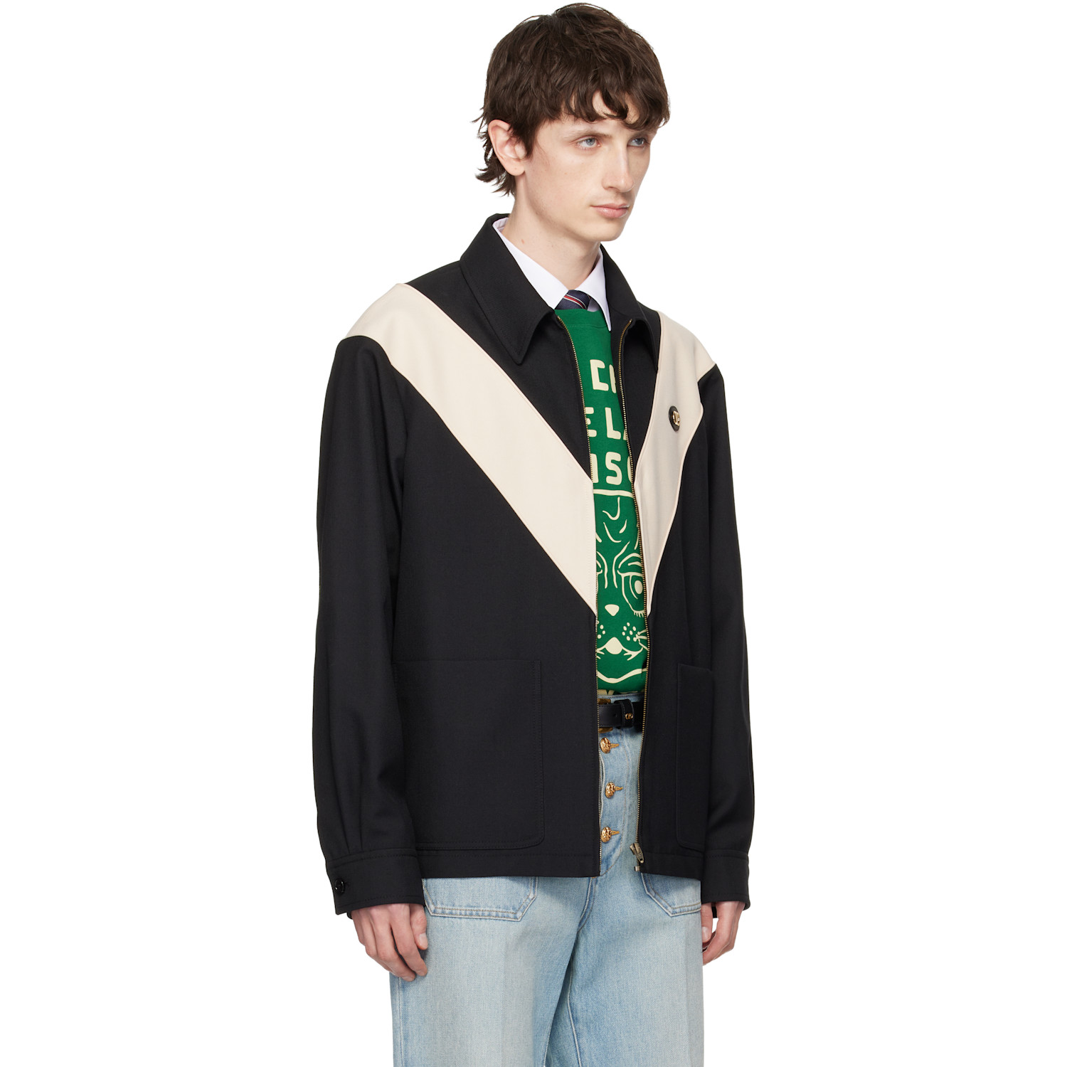 Valentino Black Vlogo Signature Diagonal Wool Jacket 