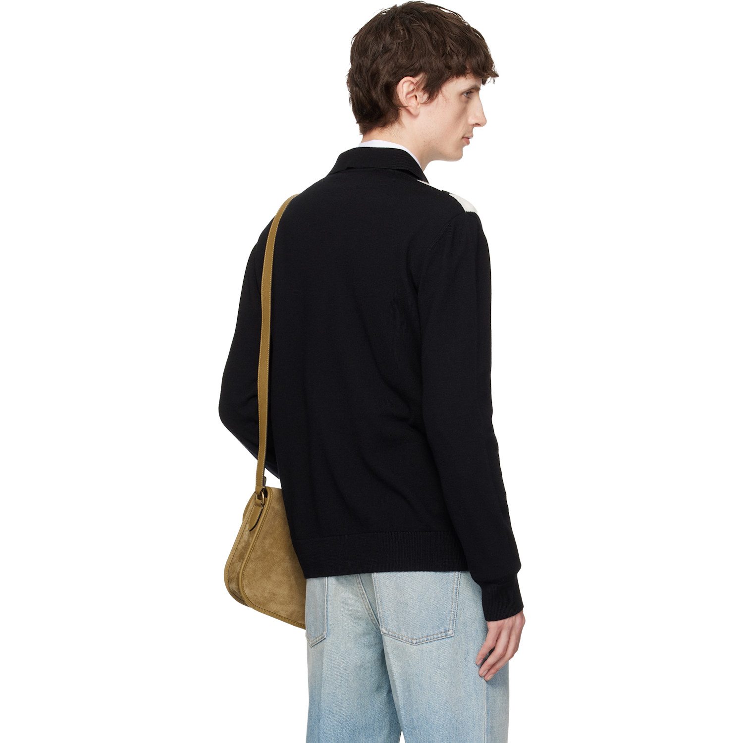  Valentino Black Knit Wool Logo Polo 