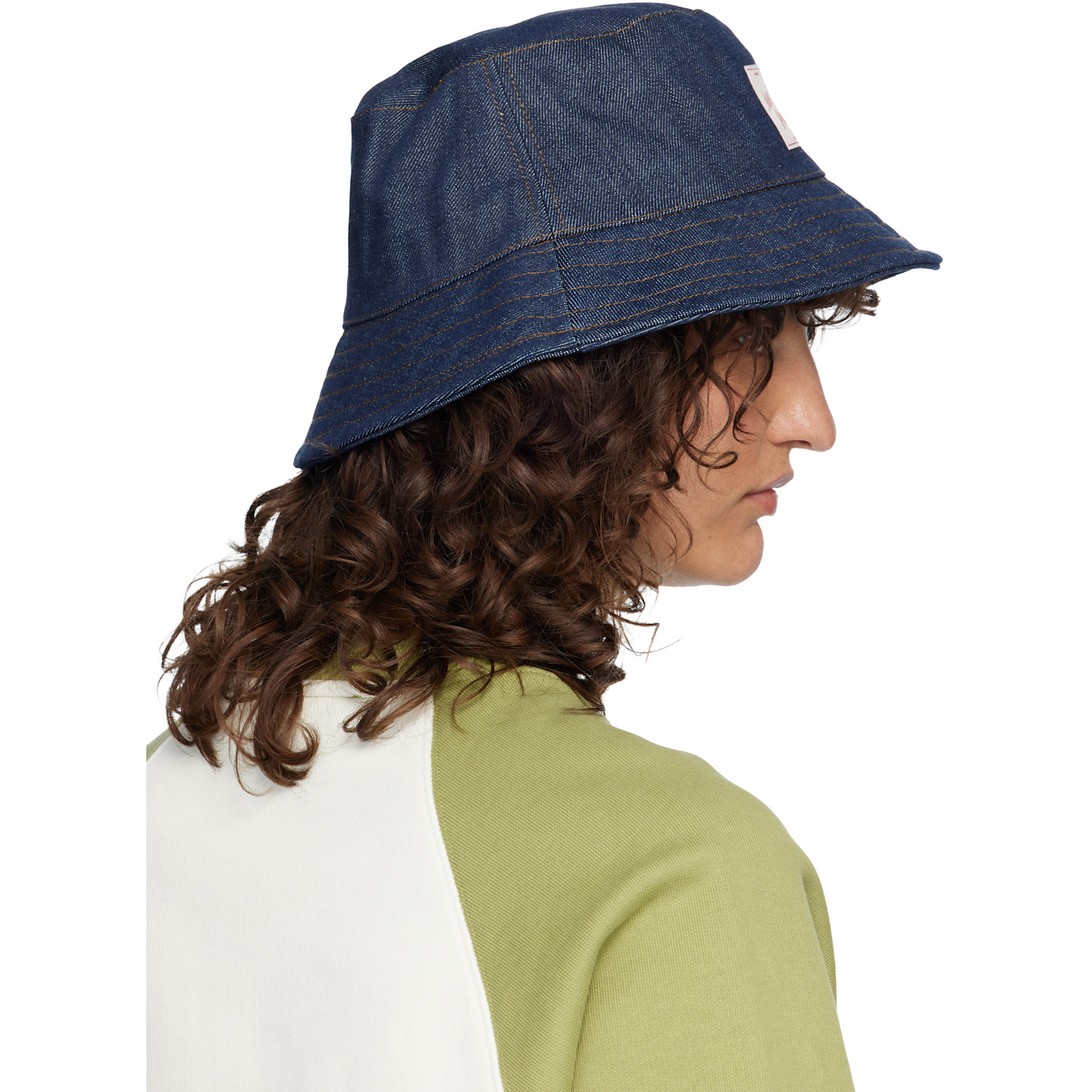  Ami Paris Navy Topstitchings Denim Bucket Hat 
