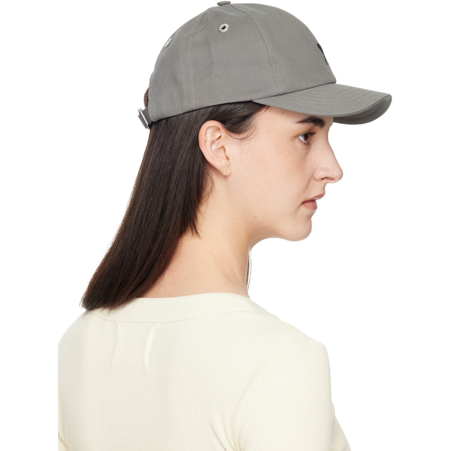  Ami Paris Gray Cotton Ami De Coeur Embroidery Cap 