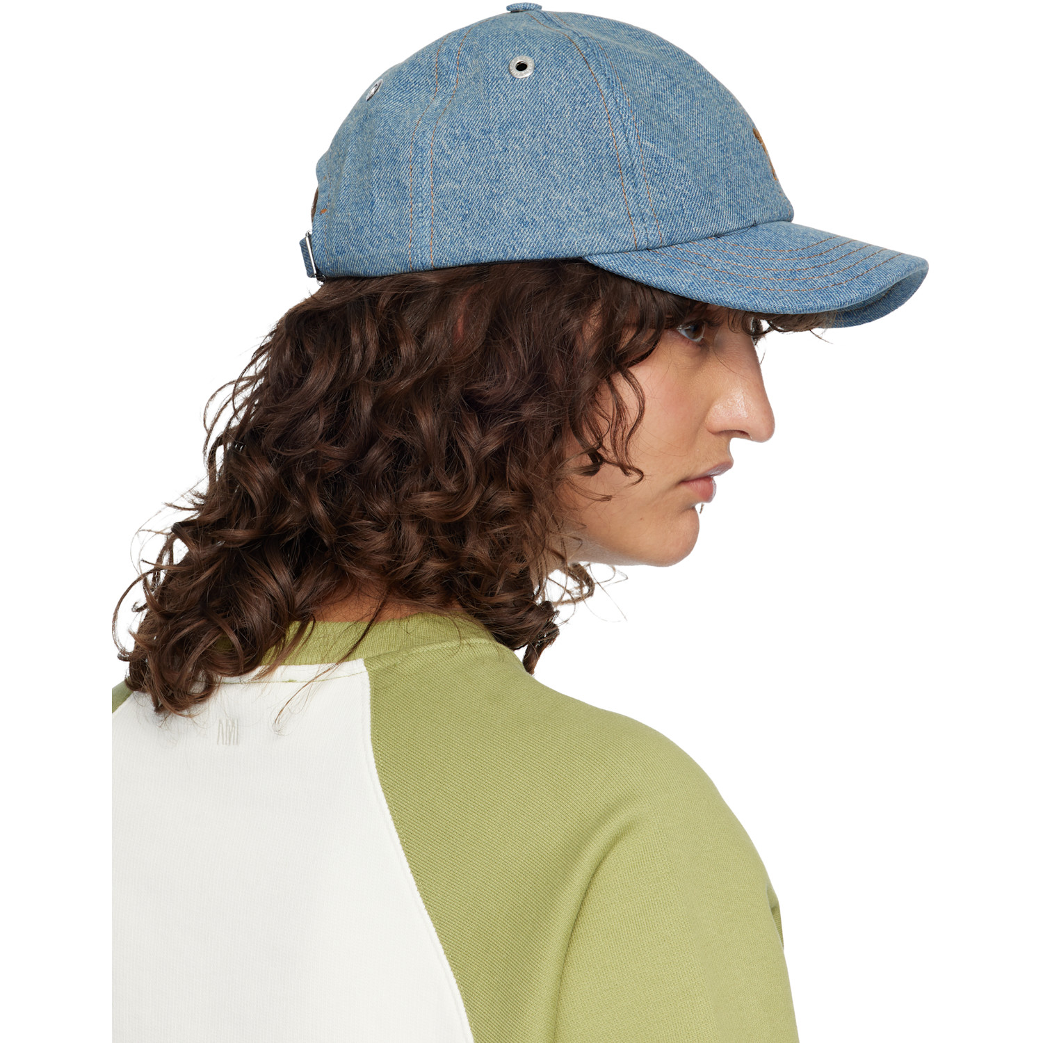  Ami Paris Blue Denim Ami De Coeur Embroidery Cap 