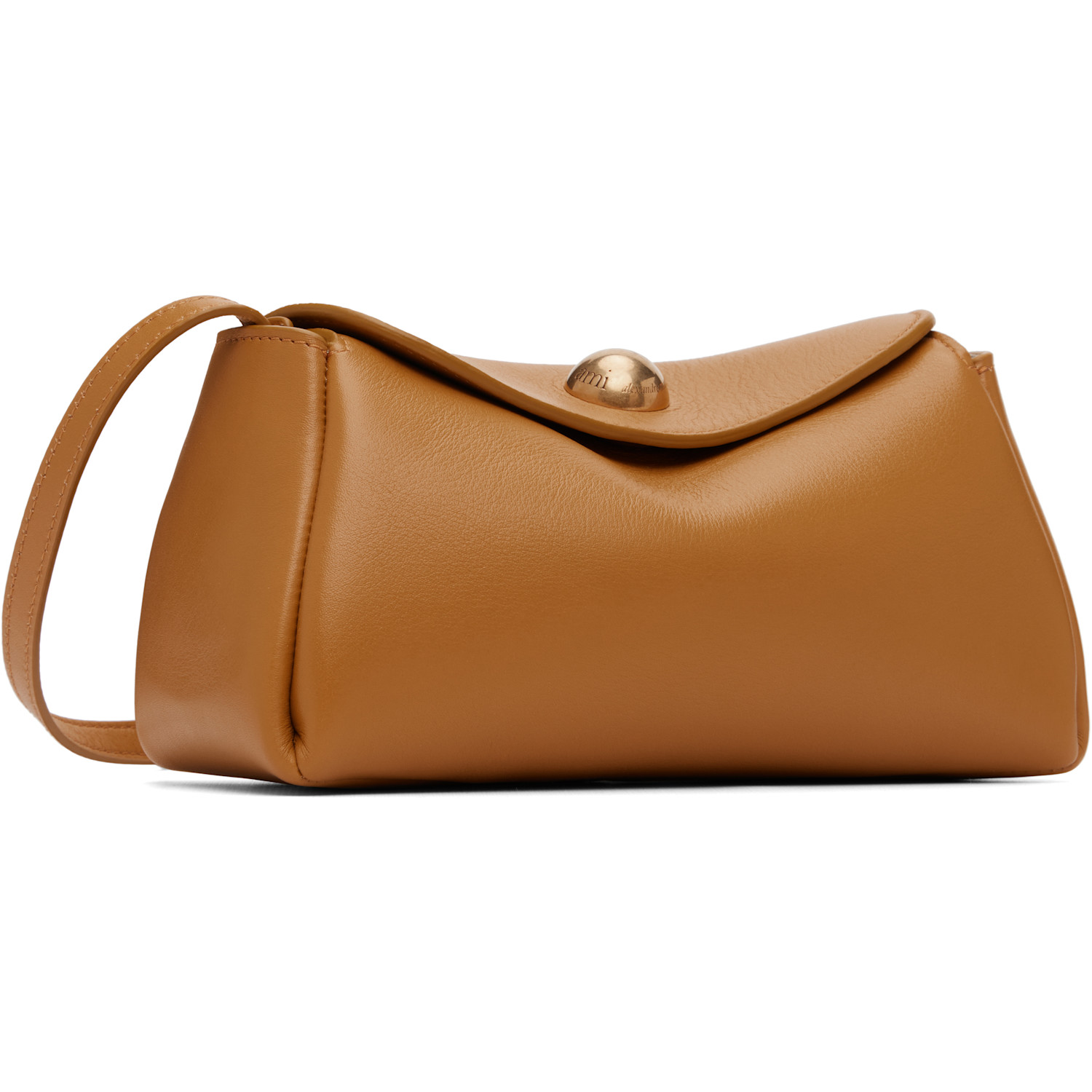  Ami Paris Tan Calfskin Leather Mini Carrousel Bag 