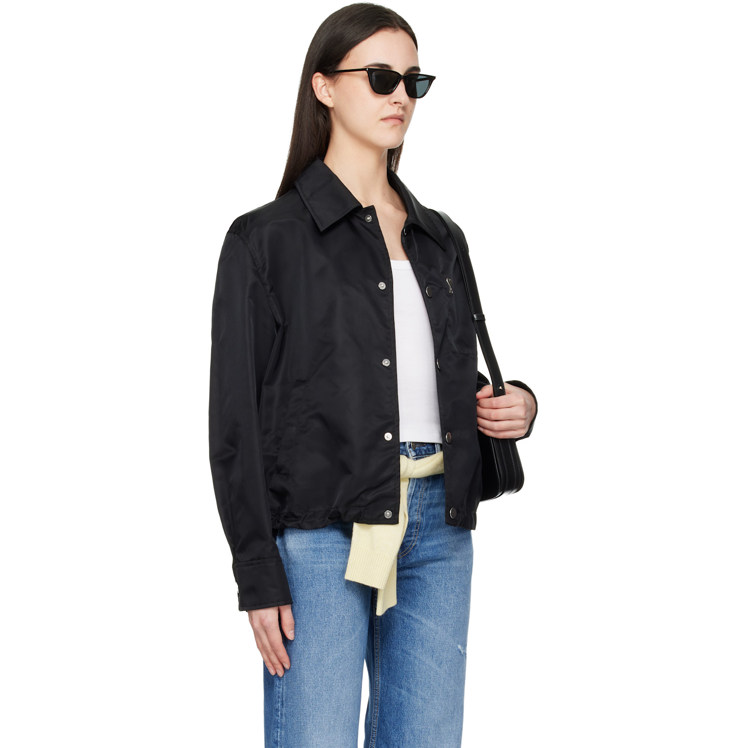  Ami Paris Black Nylon 'ami De Coeur' Stud Buttoned Jacket 