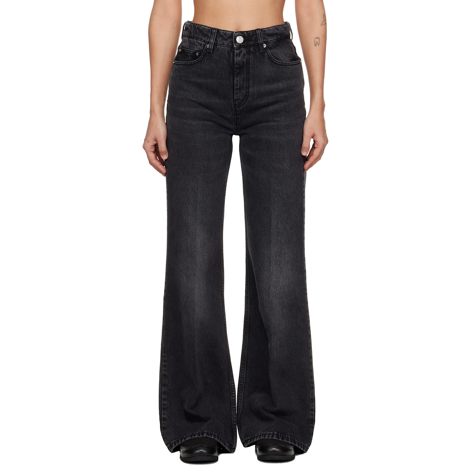 AMI Paris Black Cotton Flare-Fit Jeans