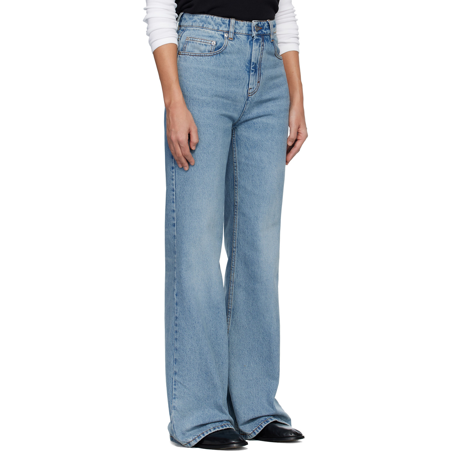  Ami Paris Blue Cotton Flare Fit Jeans 