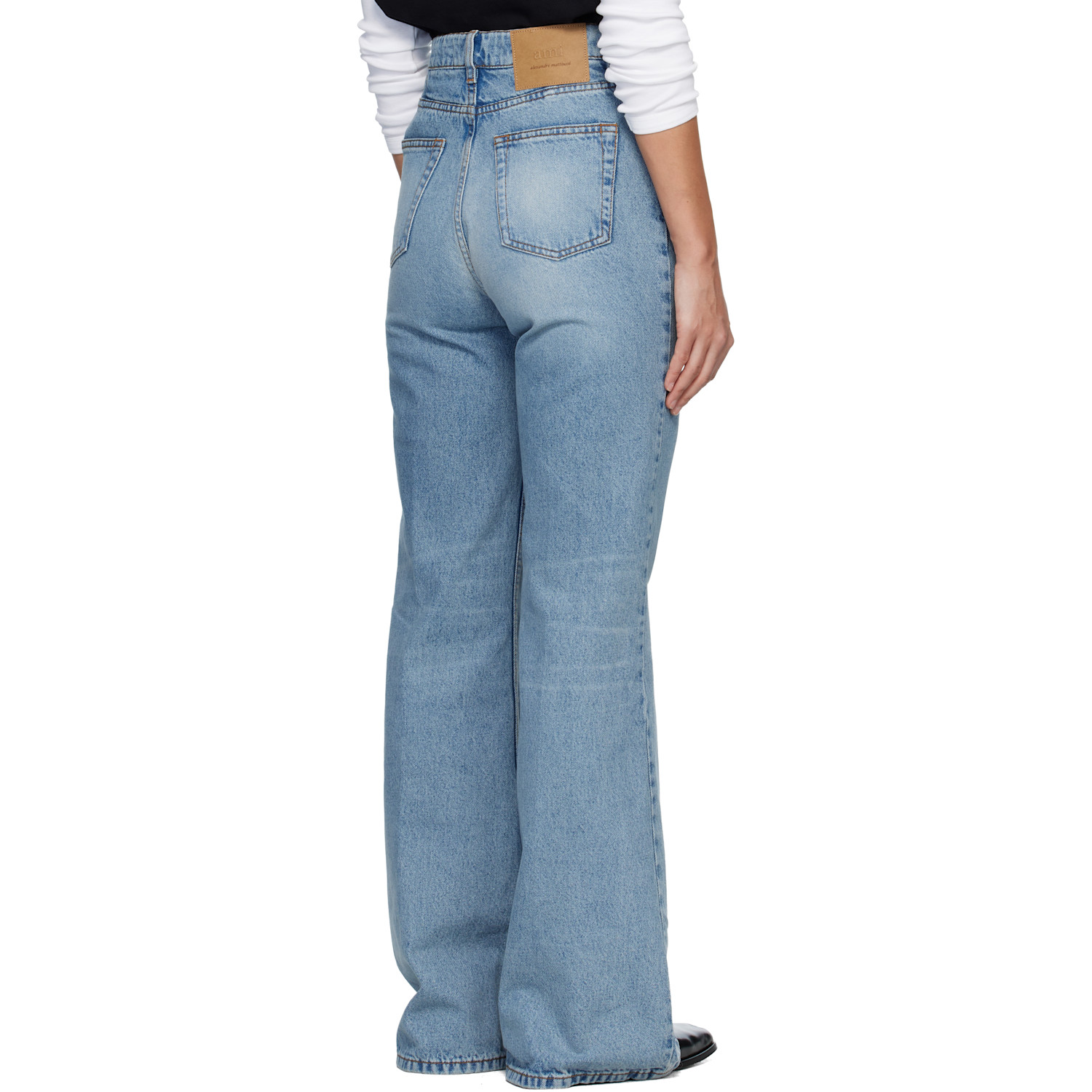  Ami Paris Blue Cotton Flare Fit Jeans 