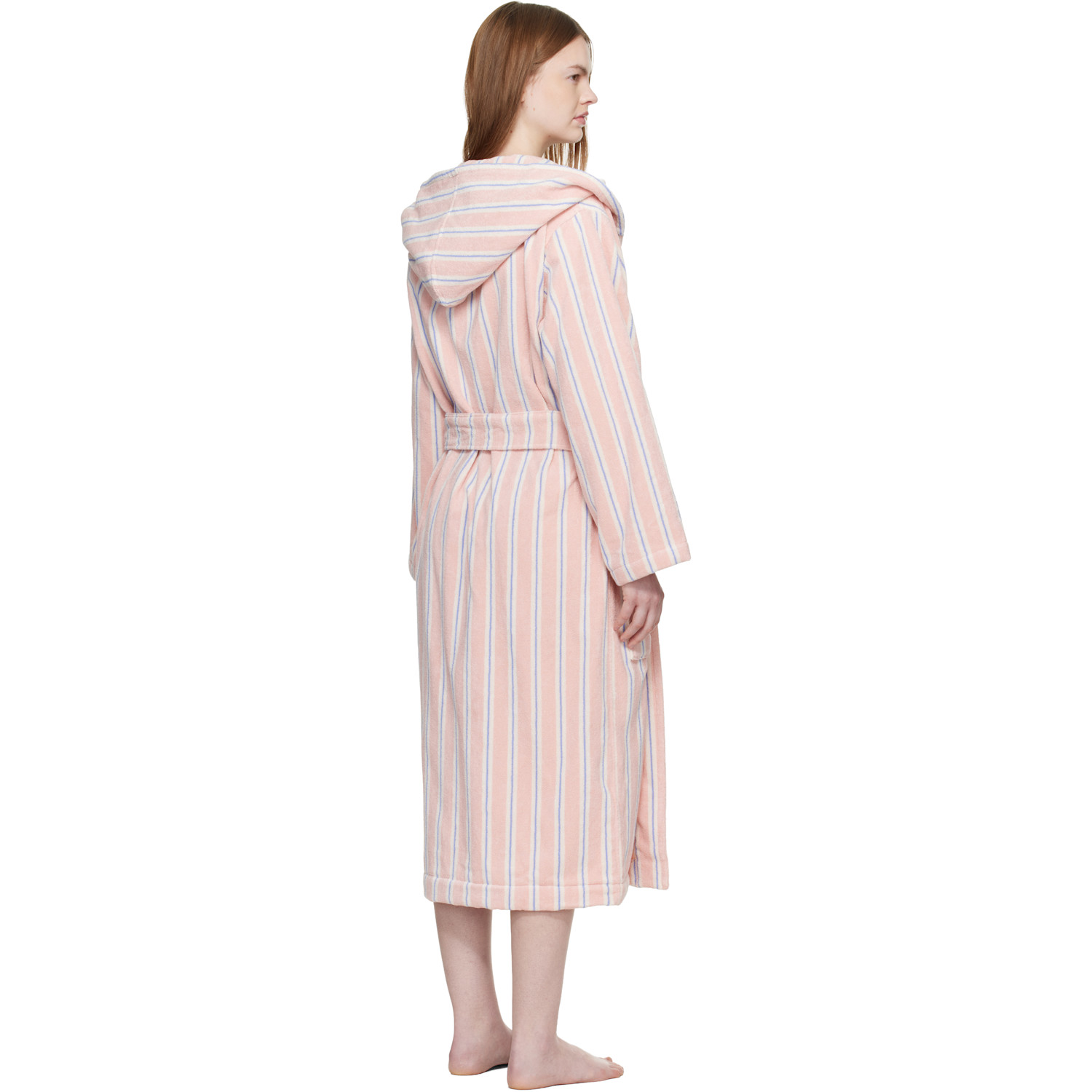  Tekla Pink Terry Hooded Bathrobe 