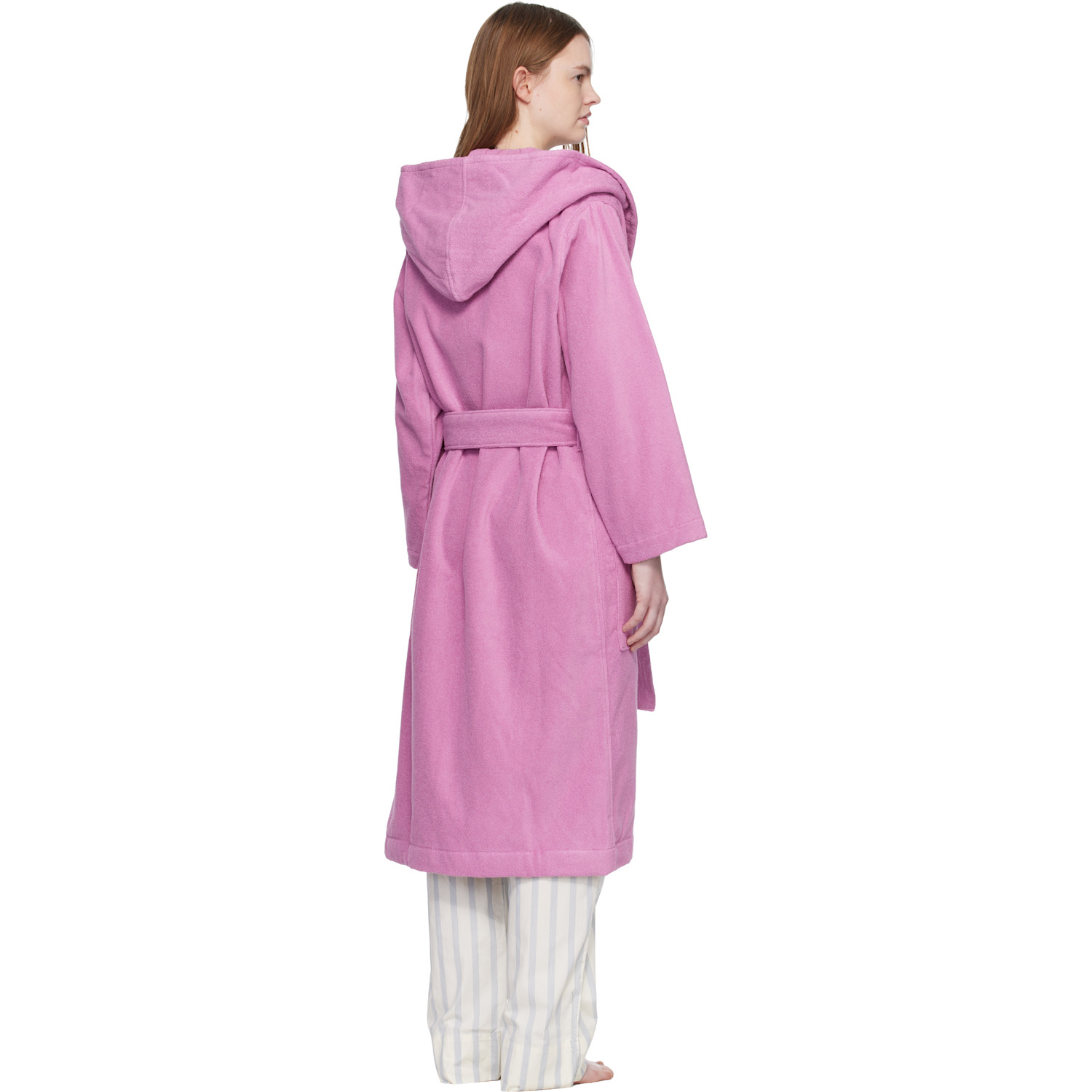  Tekla Pink Terry Hooded Bathrobe 