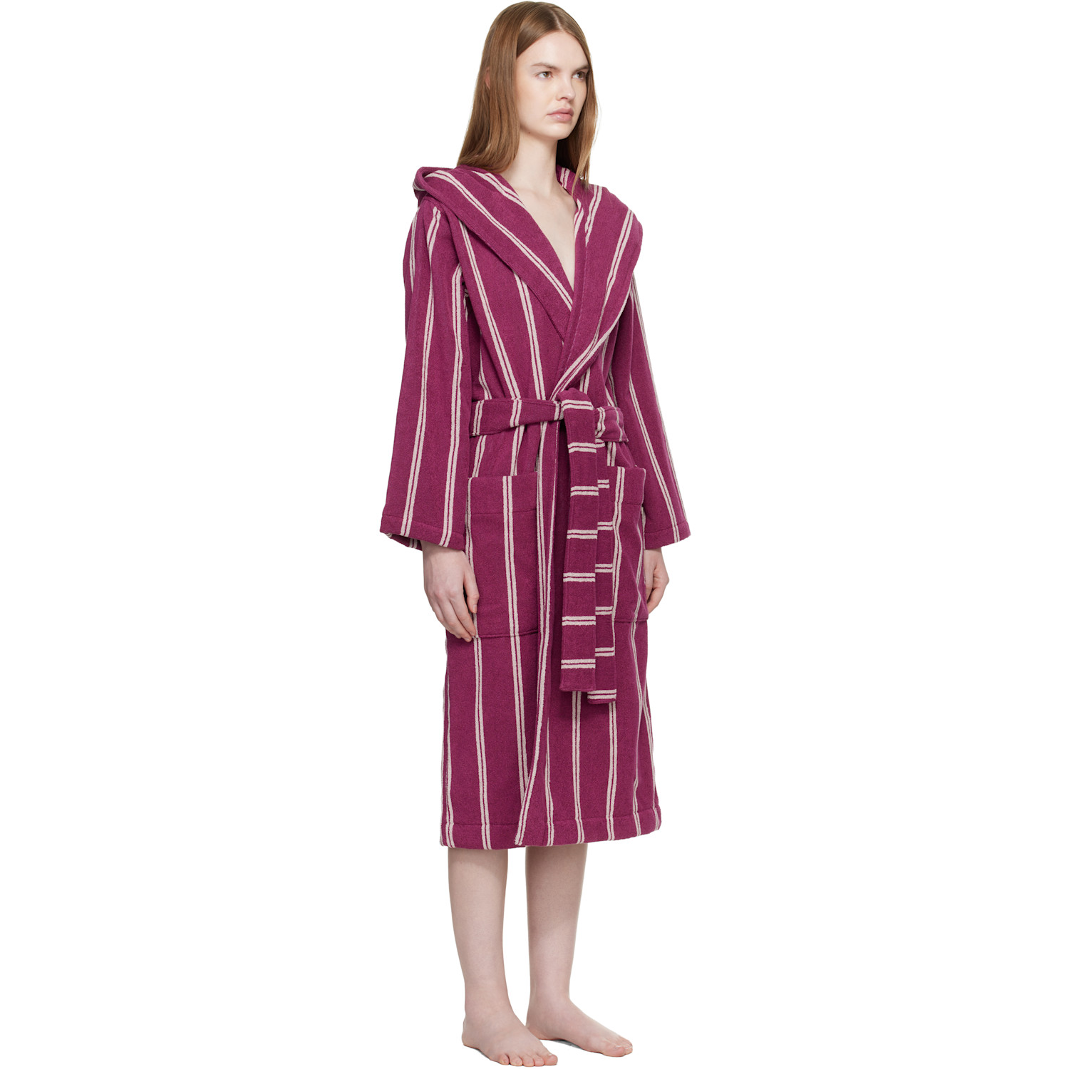  Tekla Purple Terry Hooded Bathrobe 