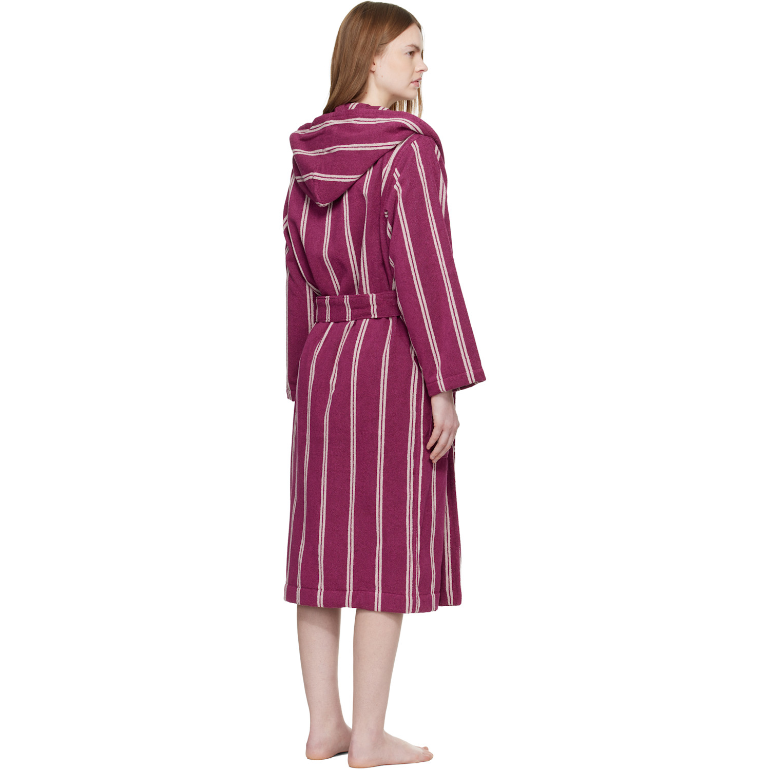 Tekla Purple Terry Hooded Bathrobe 