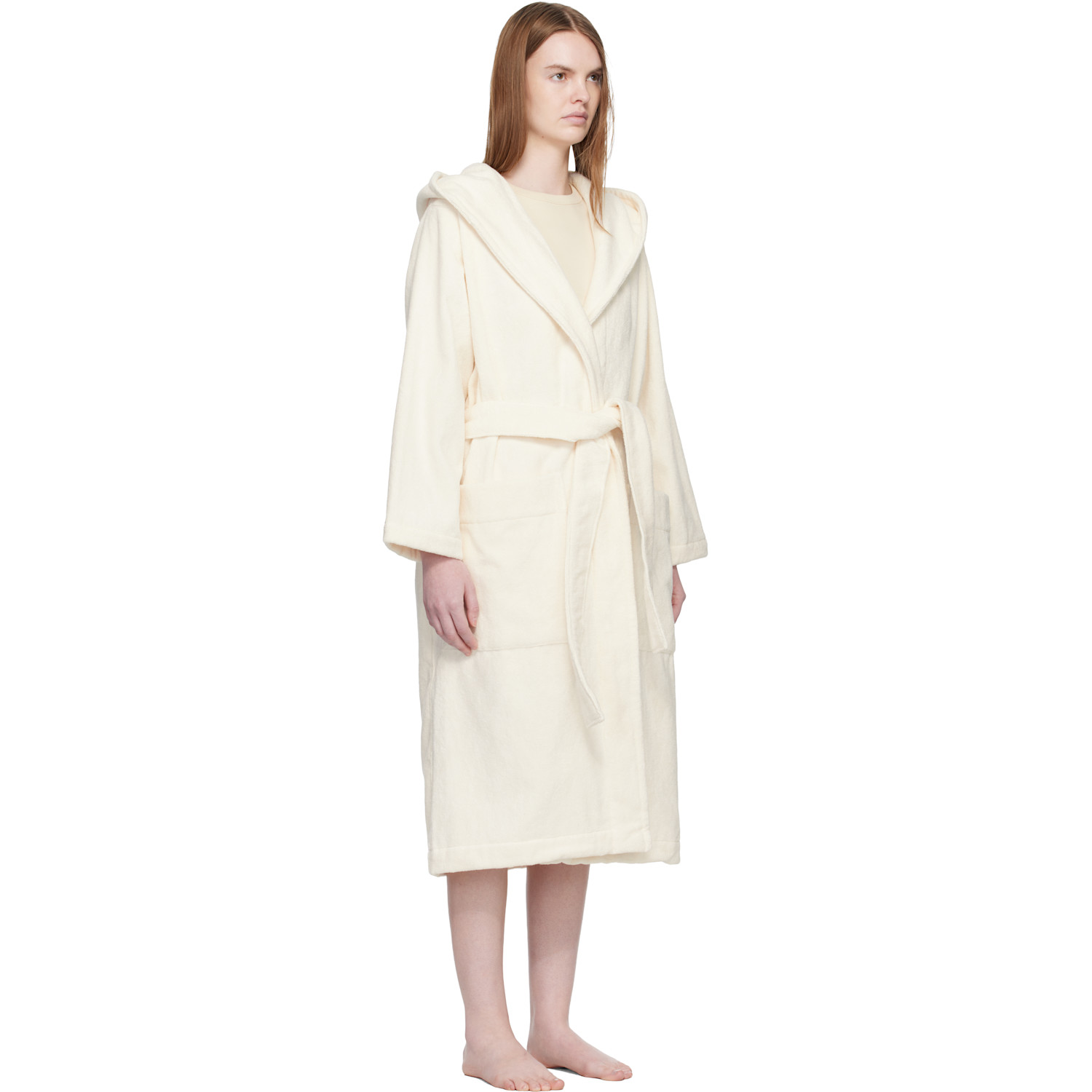  Tekla Off-white Terry Hooded Bathrobe 