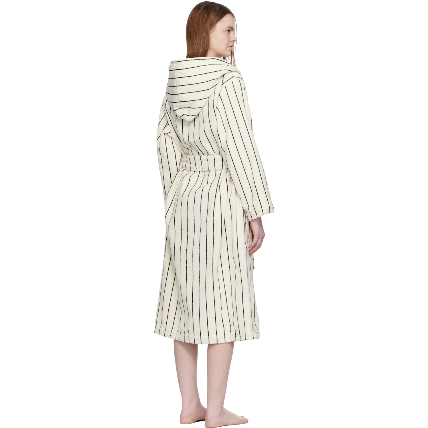  Tekla White & Green Terry Hooded Bathrobe 