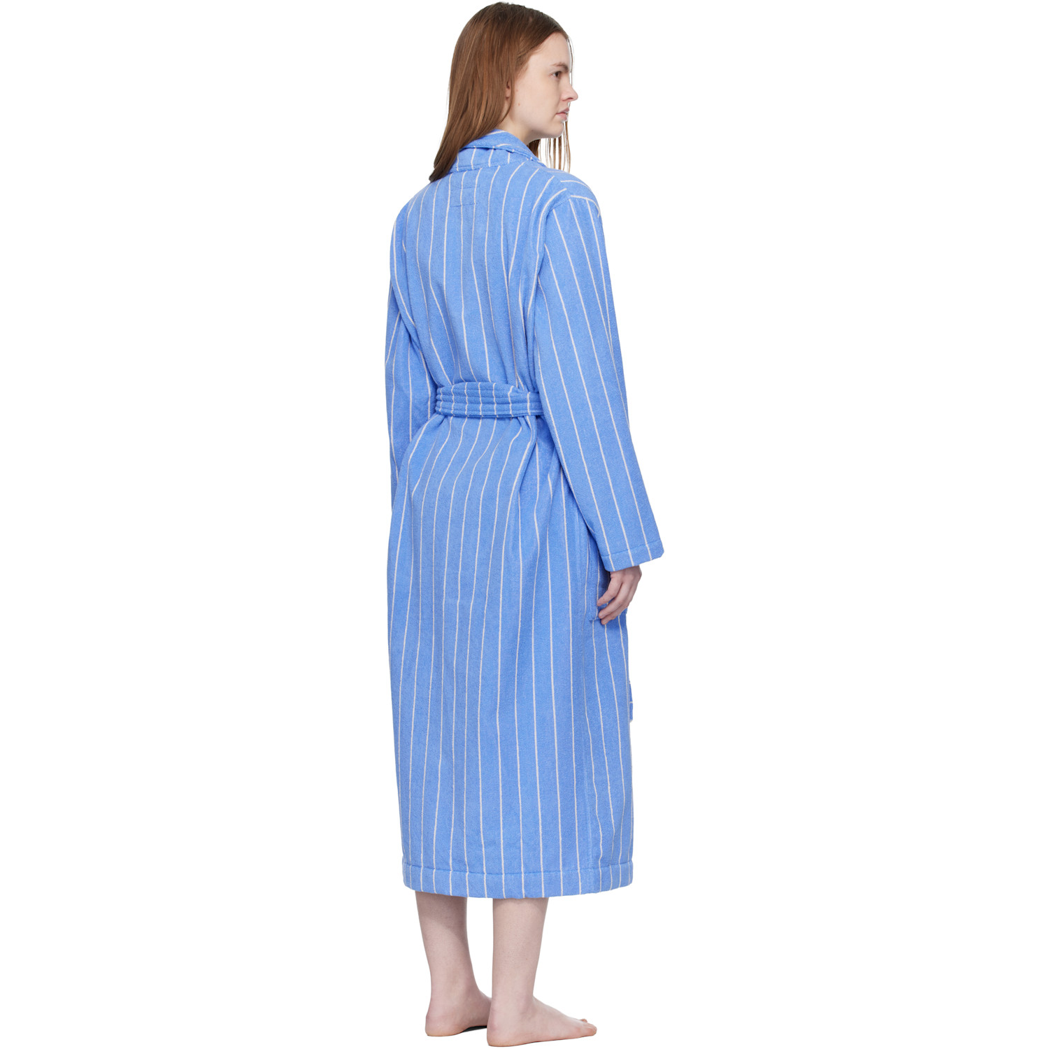  Tekla Blue & White Terry Classic Bathrobe 