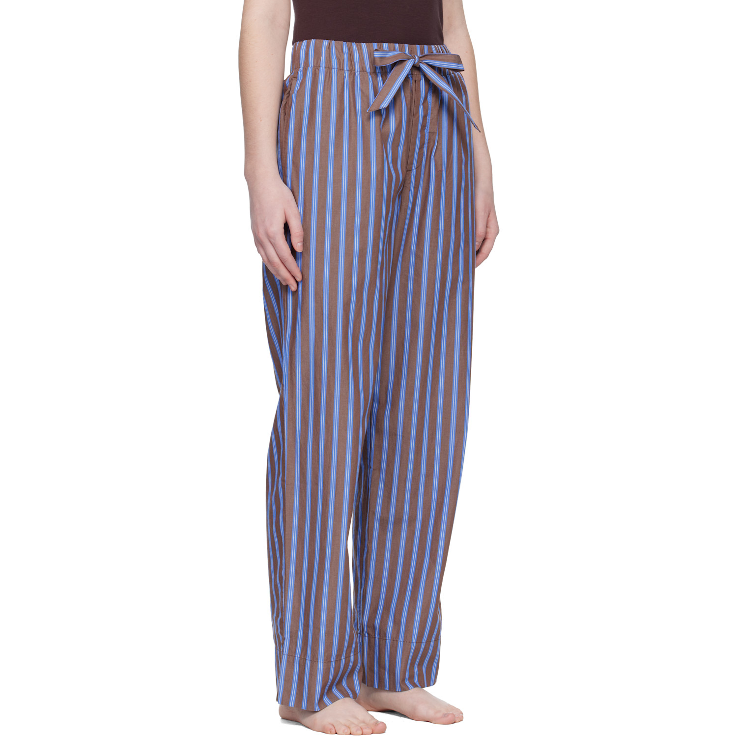  Tekla Brown & Blue Poplin Pyjama Pants 