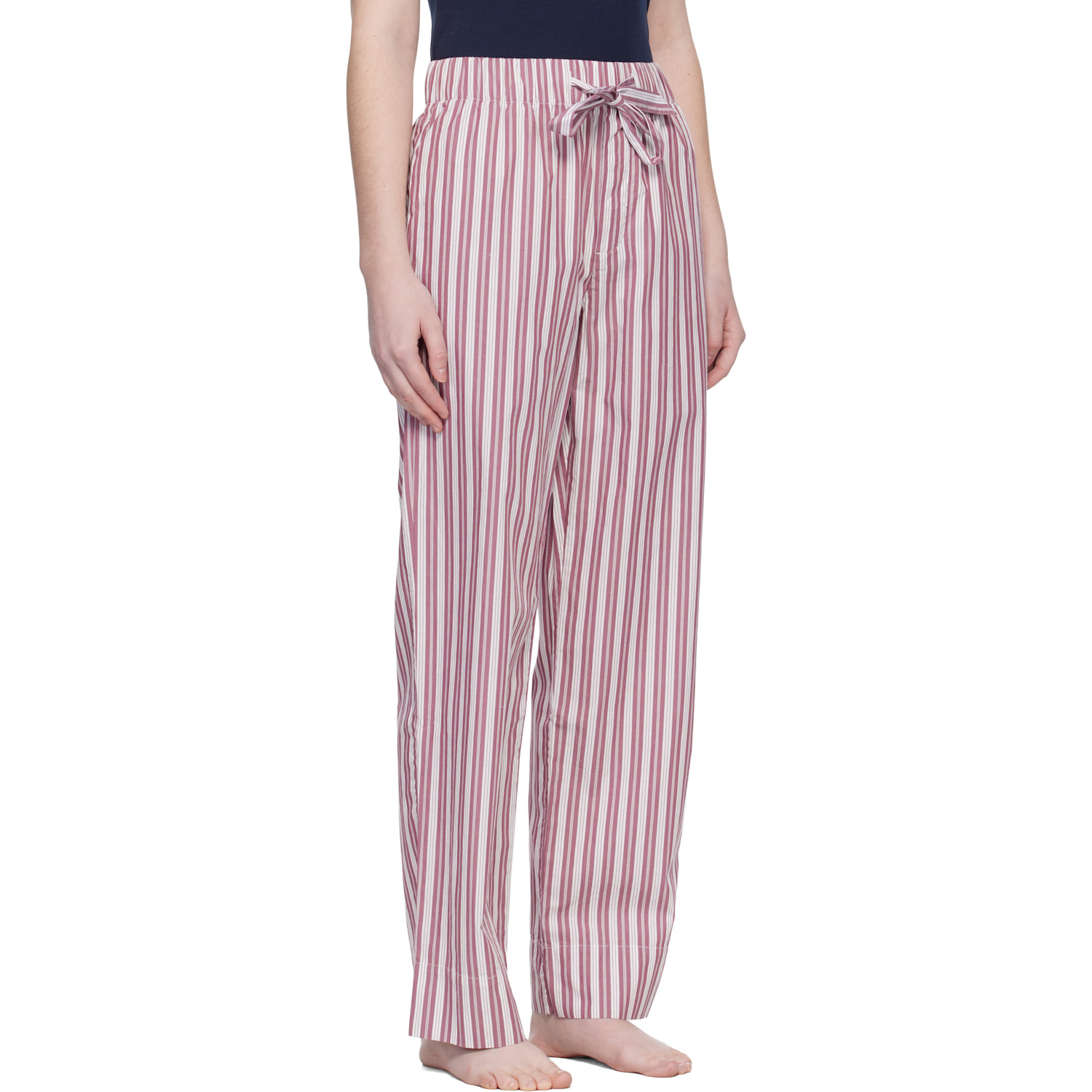  Tekla Pink & Off-white Poplin Pyjama Pants 
