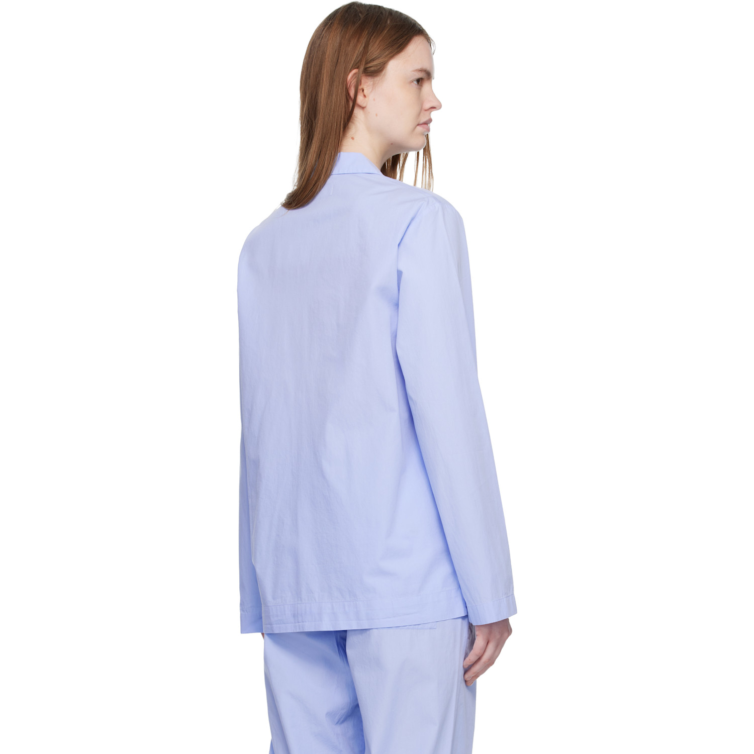  Tekla Blue Poplin Long-sleeved Pyjama Shirt 