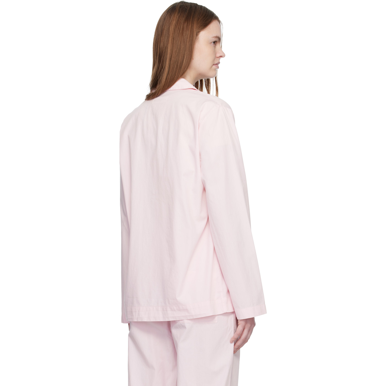  Tekla Pink Poplin Long-sleeved Pyjama Shirt 