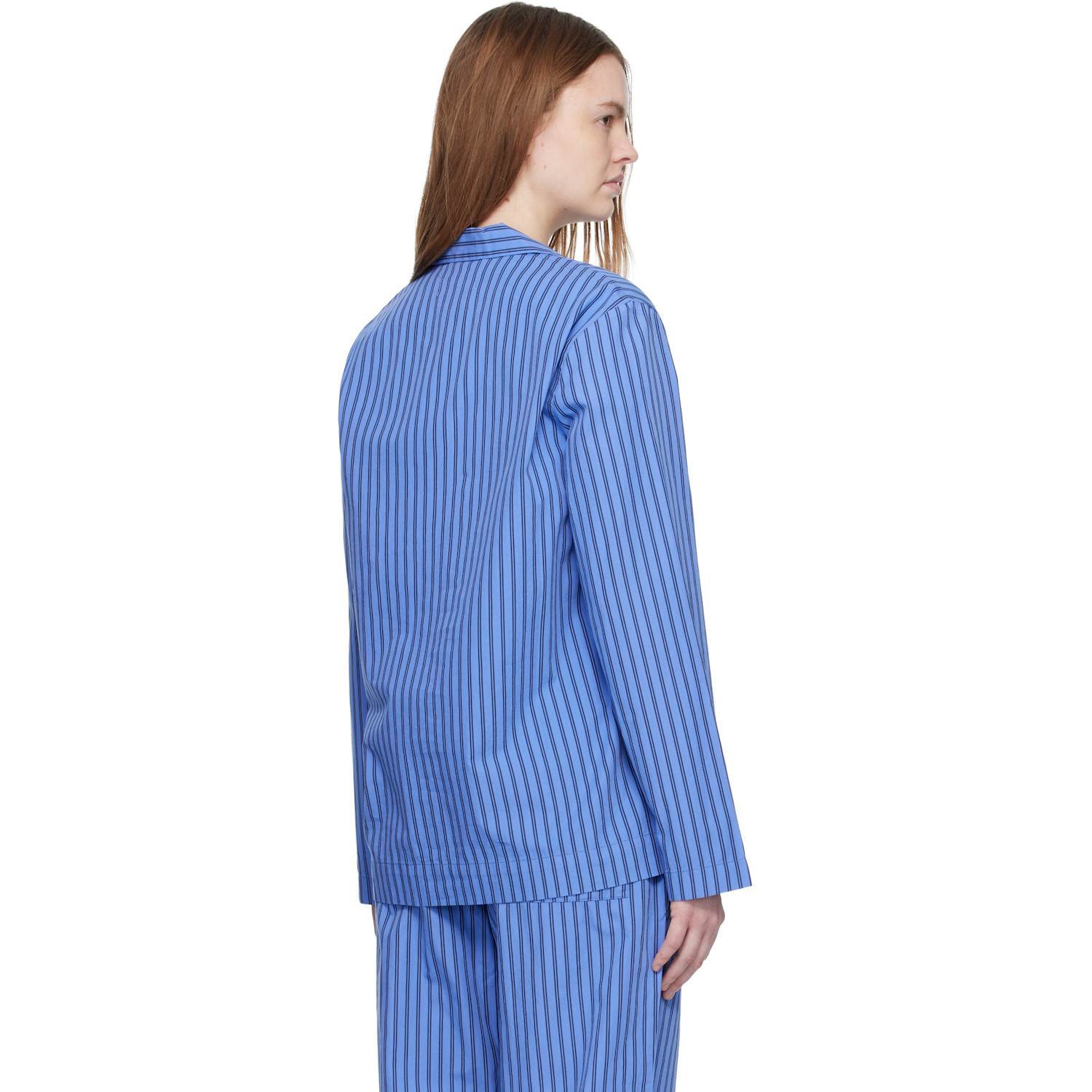  Tekla Blue Poplin Long-sleeved Pyjama Shirt 