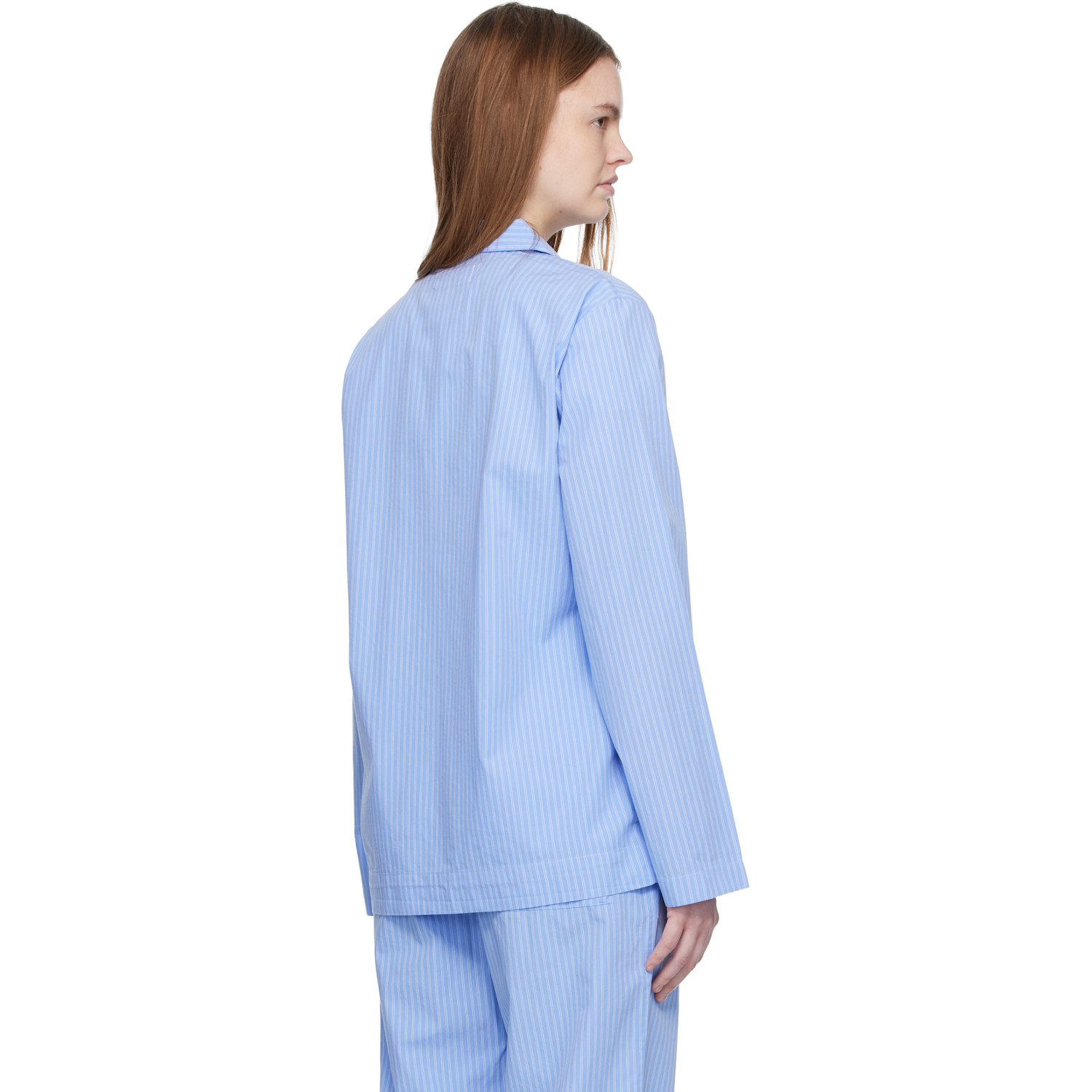  Tekla Blue Poplin Long-sleeved Pyjama Shirt 