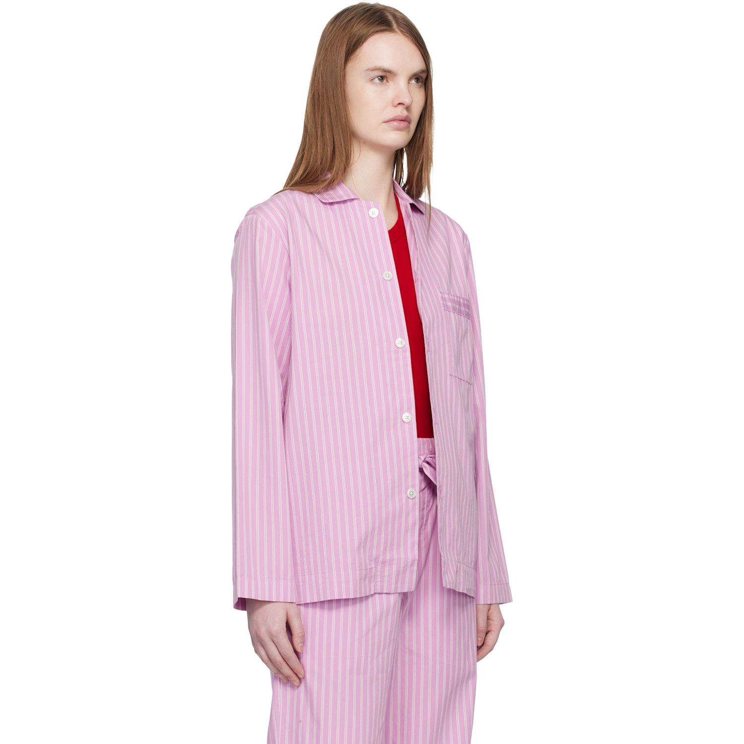  Tekla Pink Long-sleeved Pyjama Shirt 