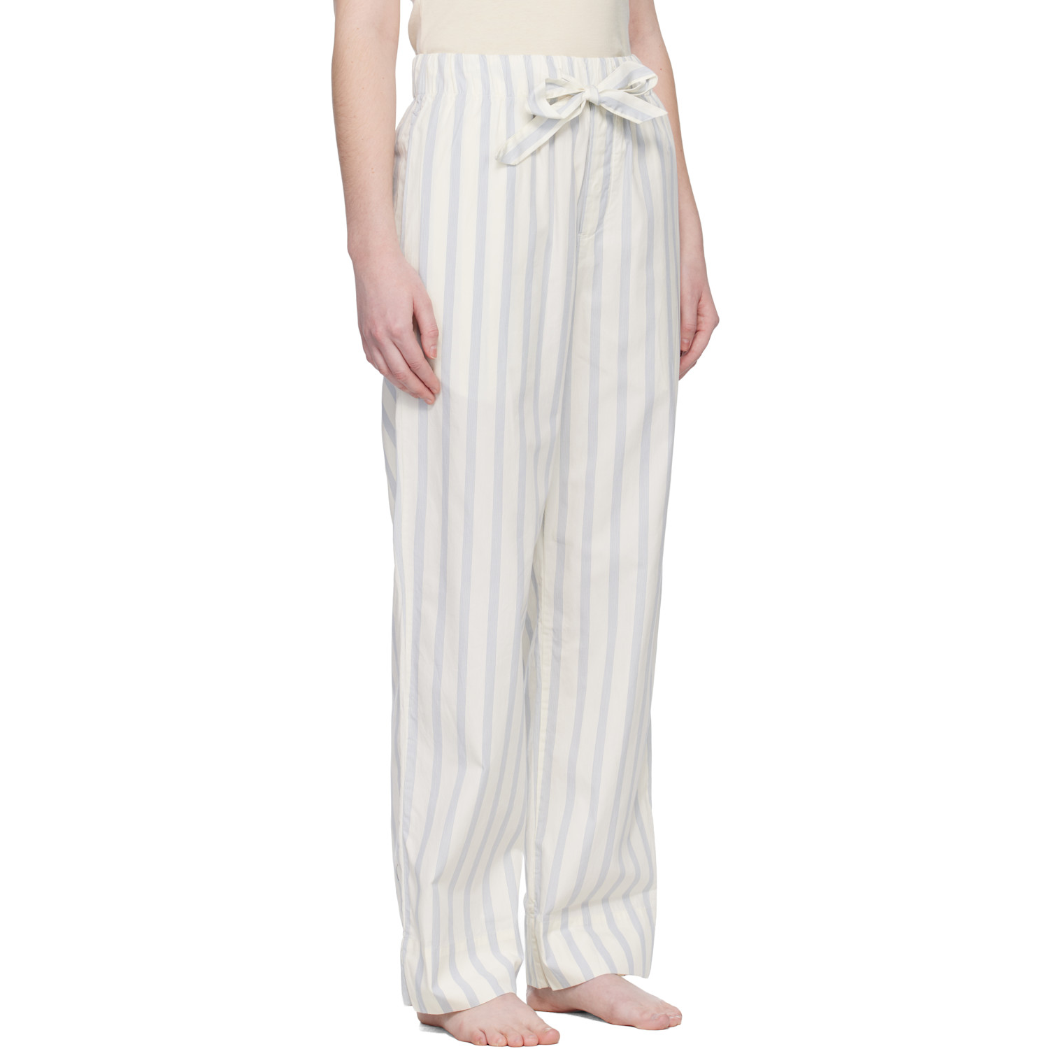  Tekla Off-white & Blue Poplin Pyjama Pants 