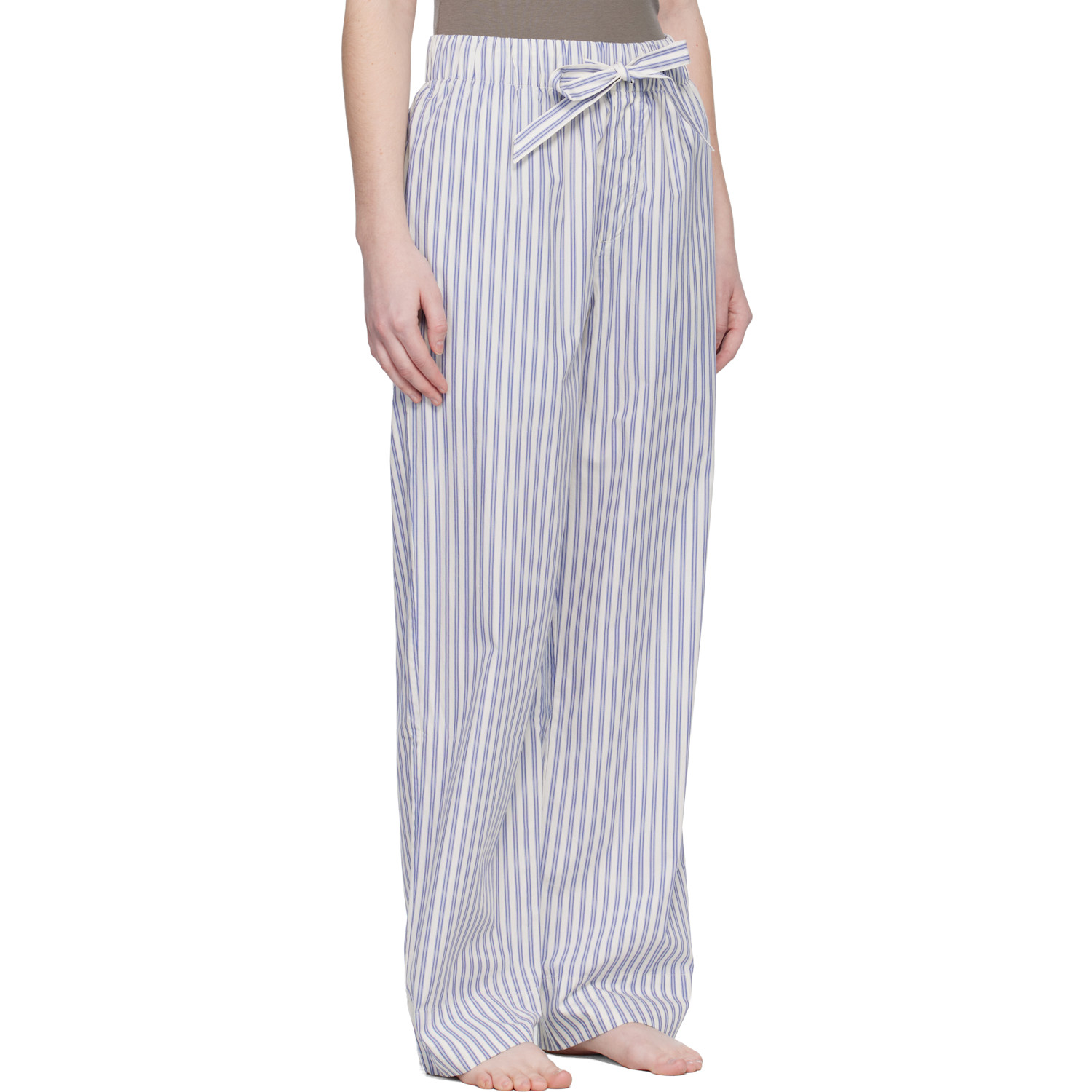  Tekla White & Blue Poplin Pyjama Pants 