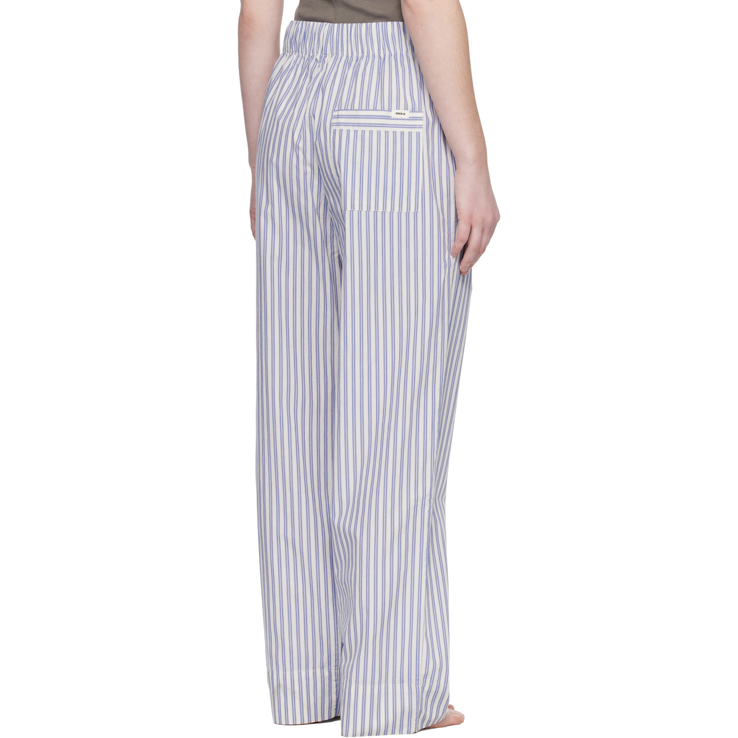  Tekla White & Blue Poplin Pyjama Pants 