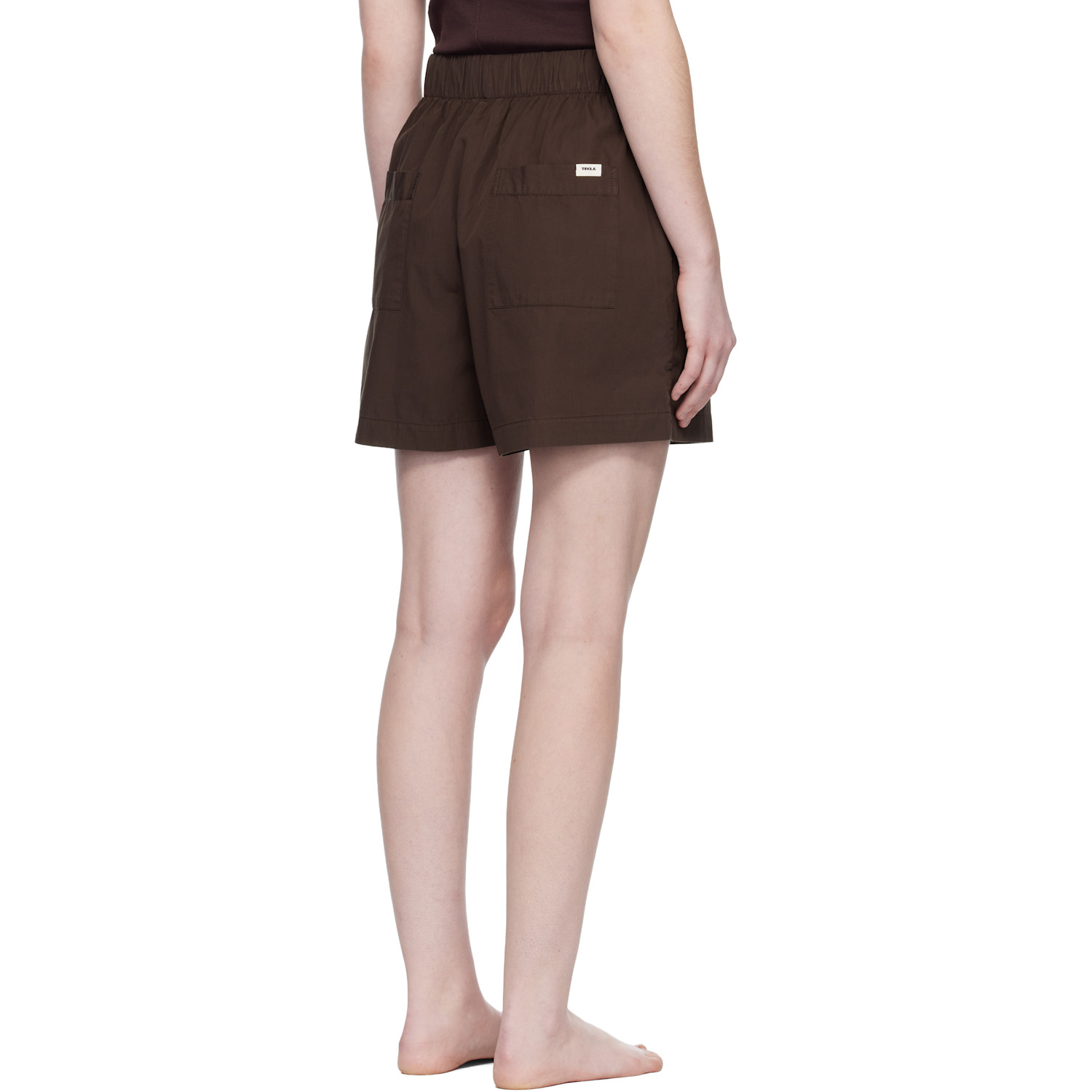  Tekla Brown Poplin Pyjama Shorts 