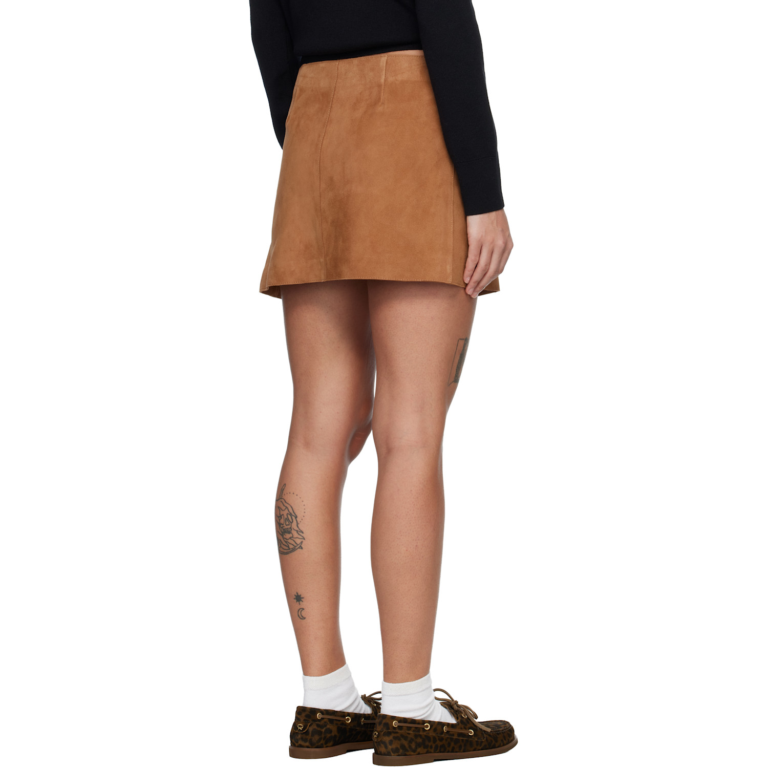  Ami Paris Tan Goat Leather Big Buckle Belted Miniskirt 
