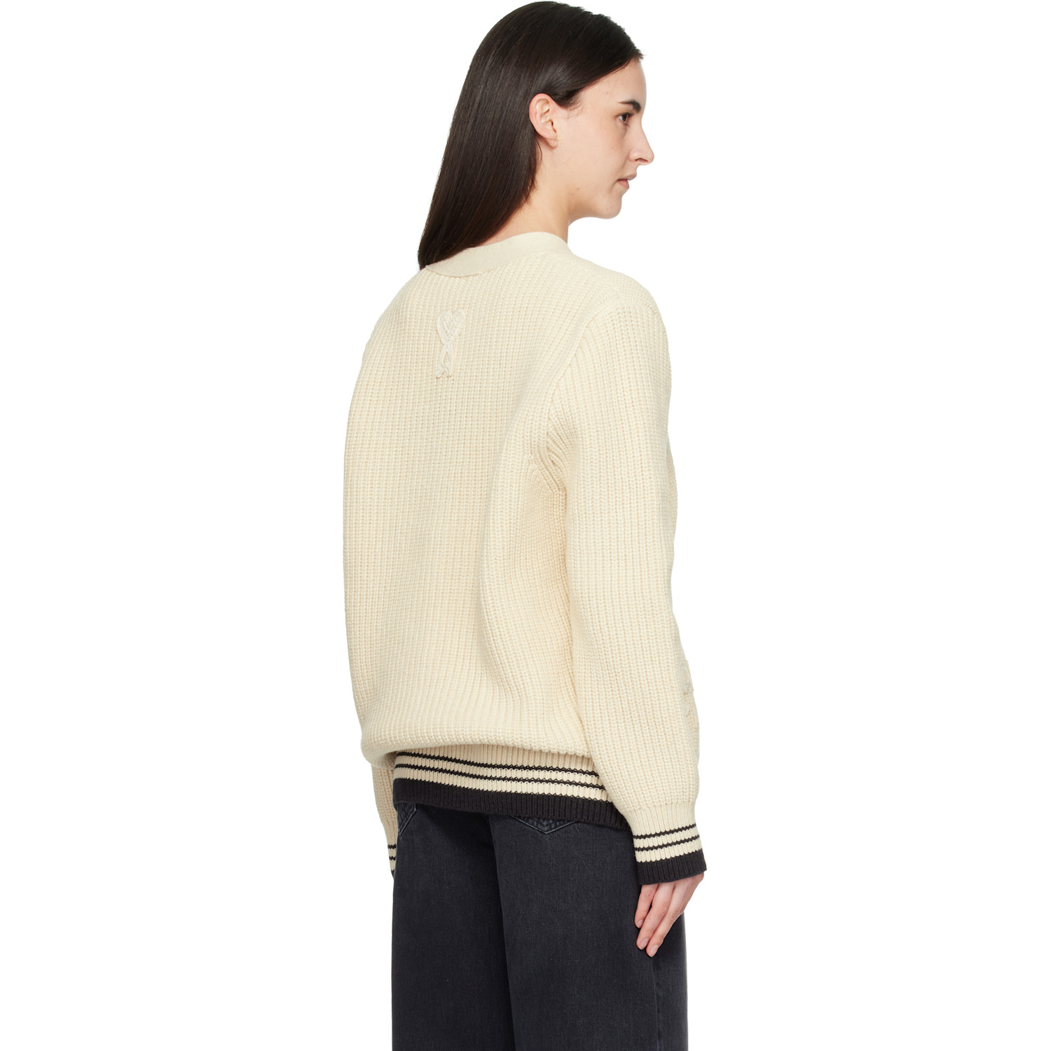 Ami Paris Off-white 'ami Paris' Patch Cardigan 