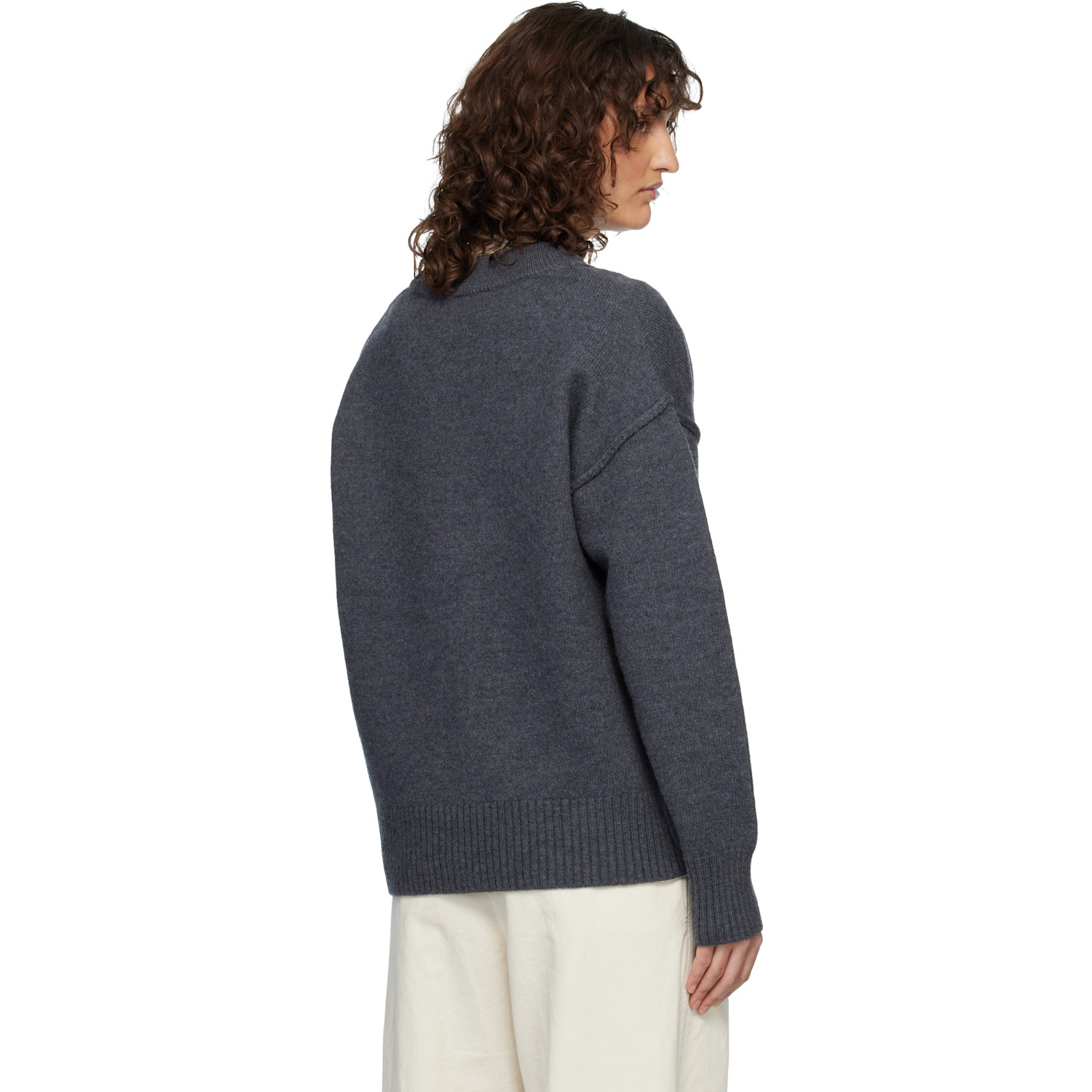  Ami Paris Gray Wool Ami De Coeur Cardigan 