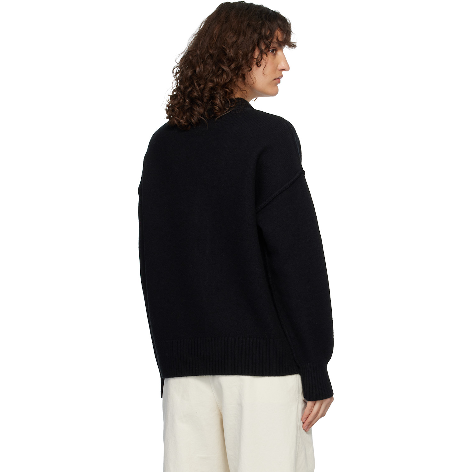  Ami Paris Black Wool Ami De Coeur Cardigan 