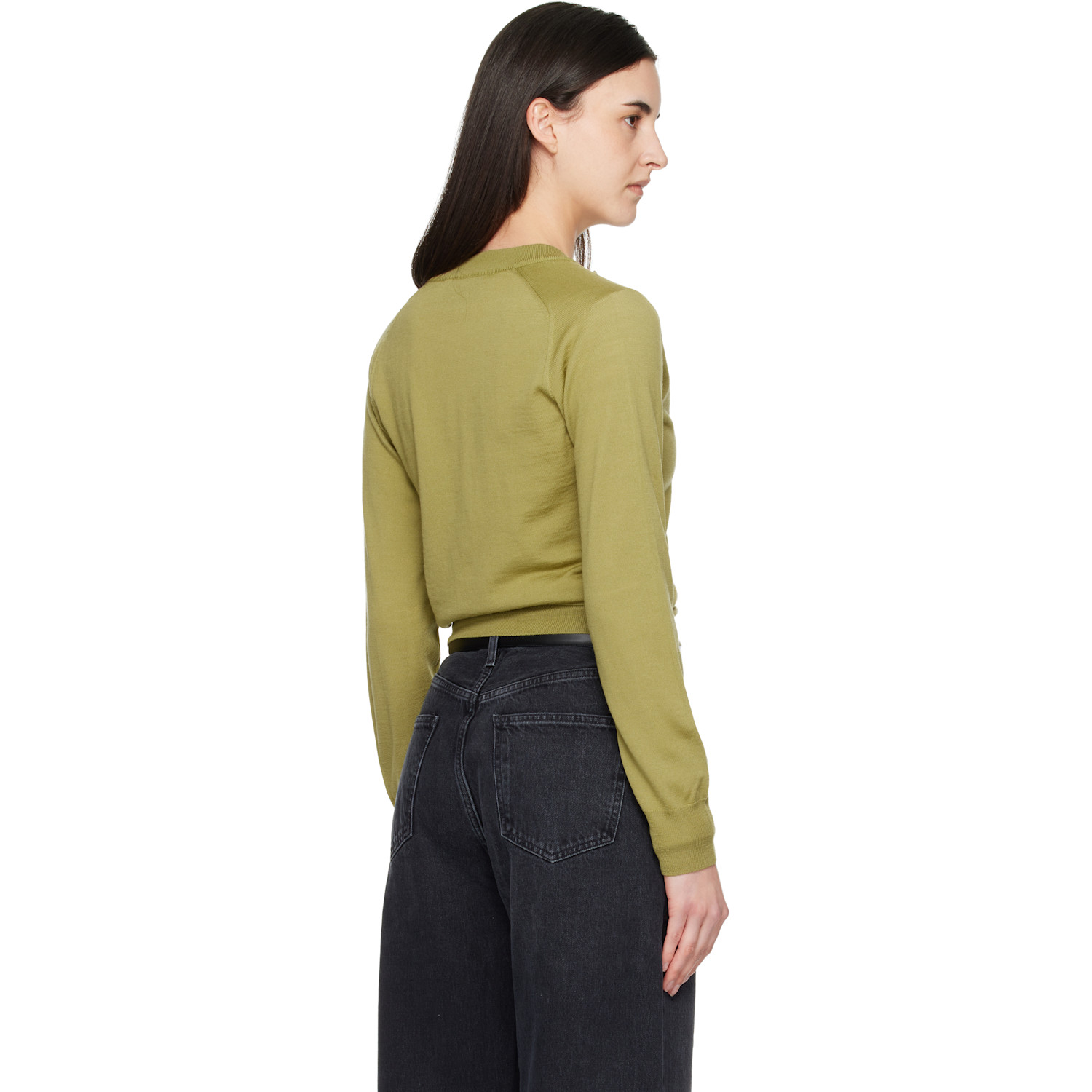  Ami Paris Green Wool Crewneck Ami De Coeur Cardigan 
