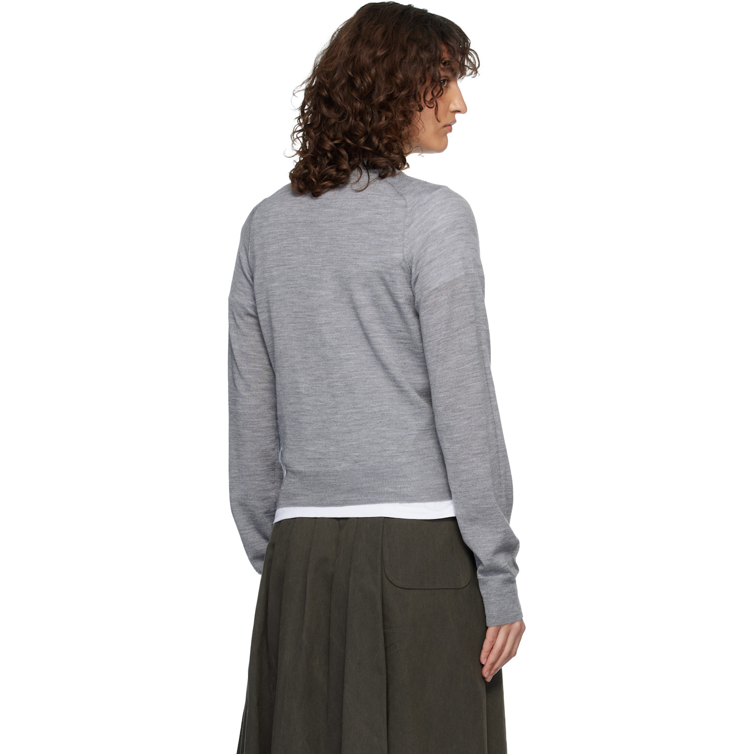  Ami Paris Gray Wool Crewneck Ami De Coeur Cardigan 