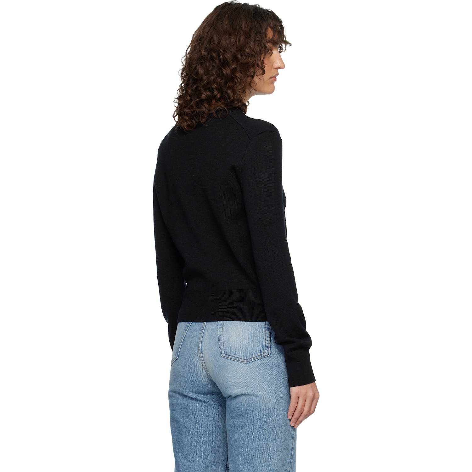  Ami Paris Black Wool Ami De Coeur Cardigan 