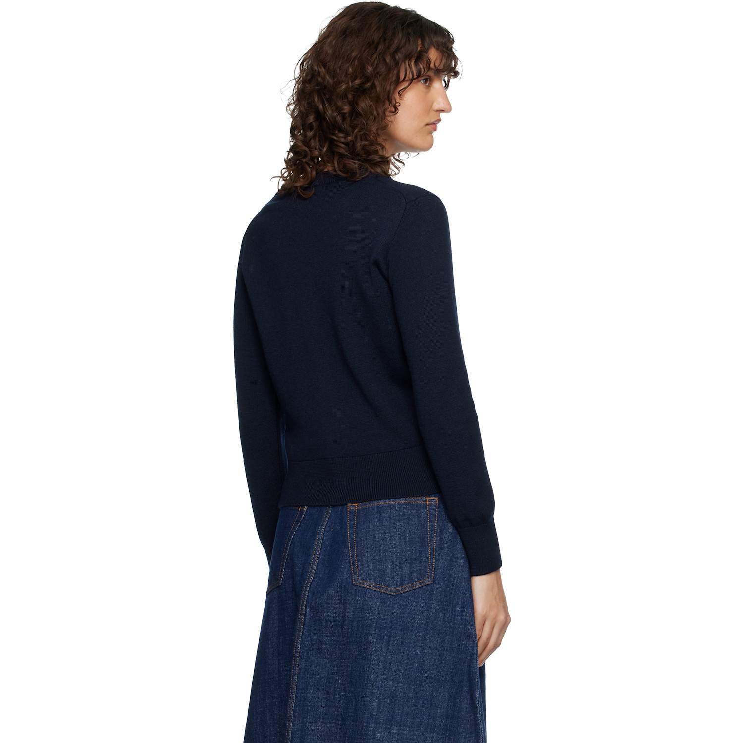  Ami Paris Navy Wool Crewneck Ami De Coeur Cardigan 