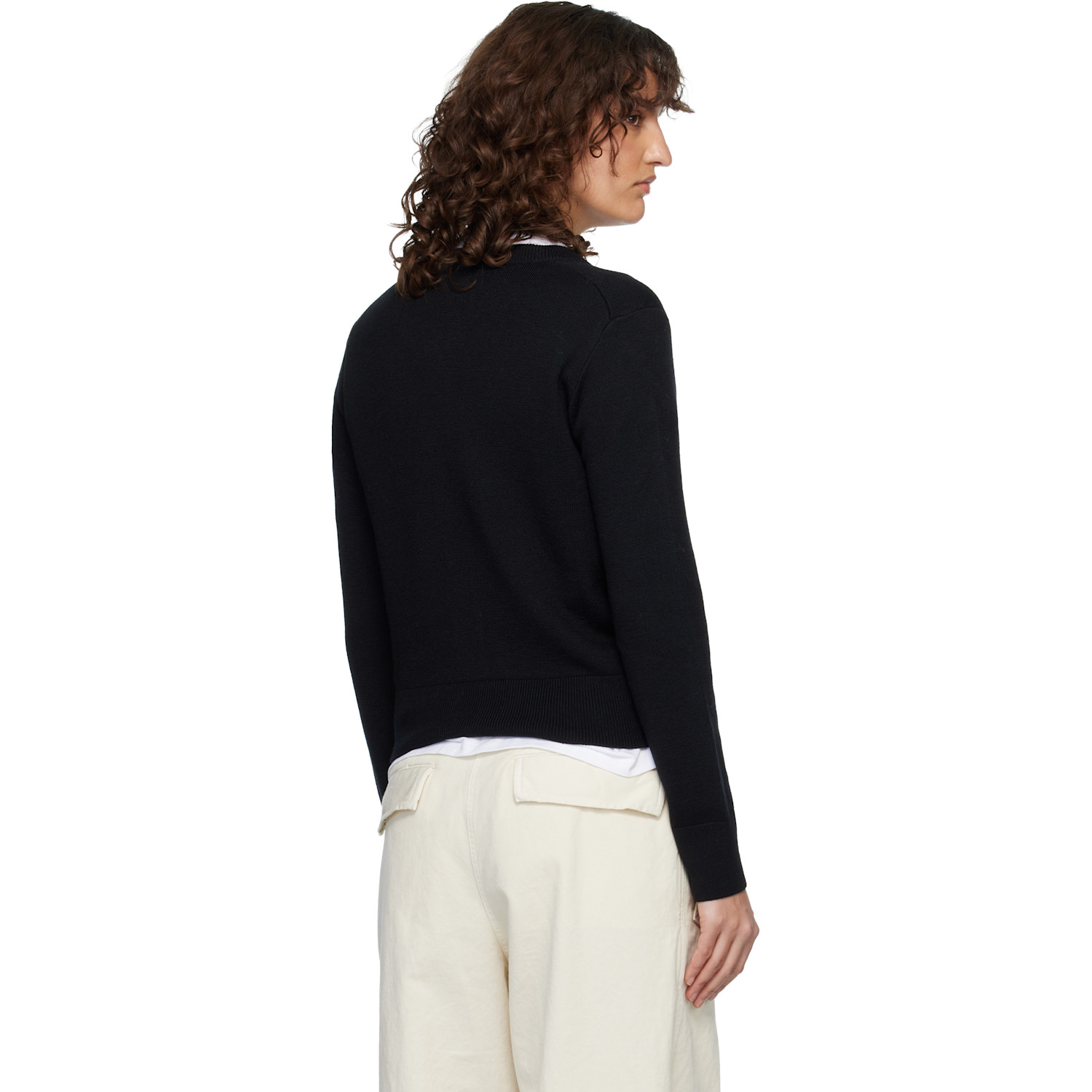  Ami Paris Black Wool Crewneck Ami De Coeur Cardigan 
