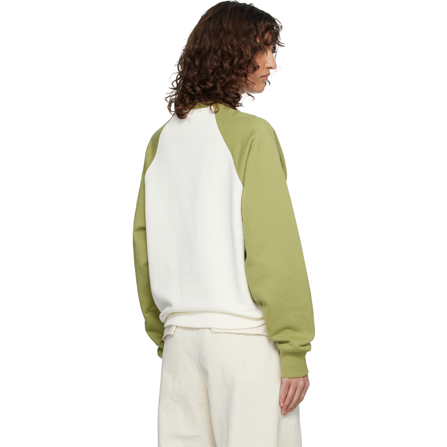  Ami Paris Off-white & Navy Cotton Knitted Ami De Coeur Sweatshirt 
